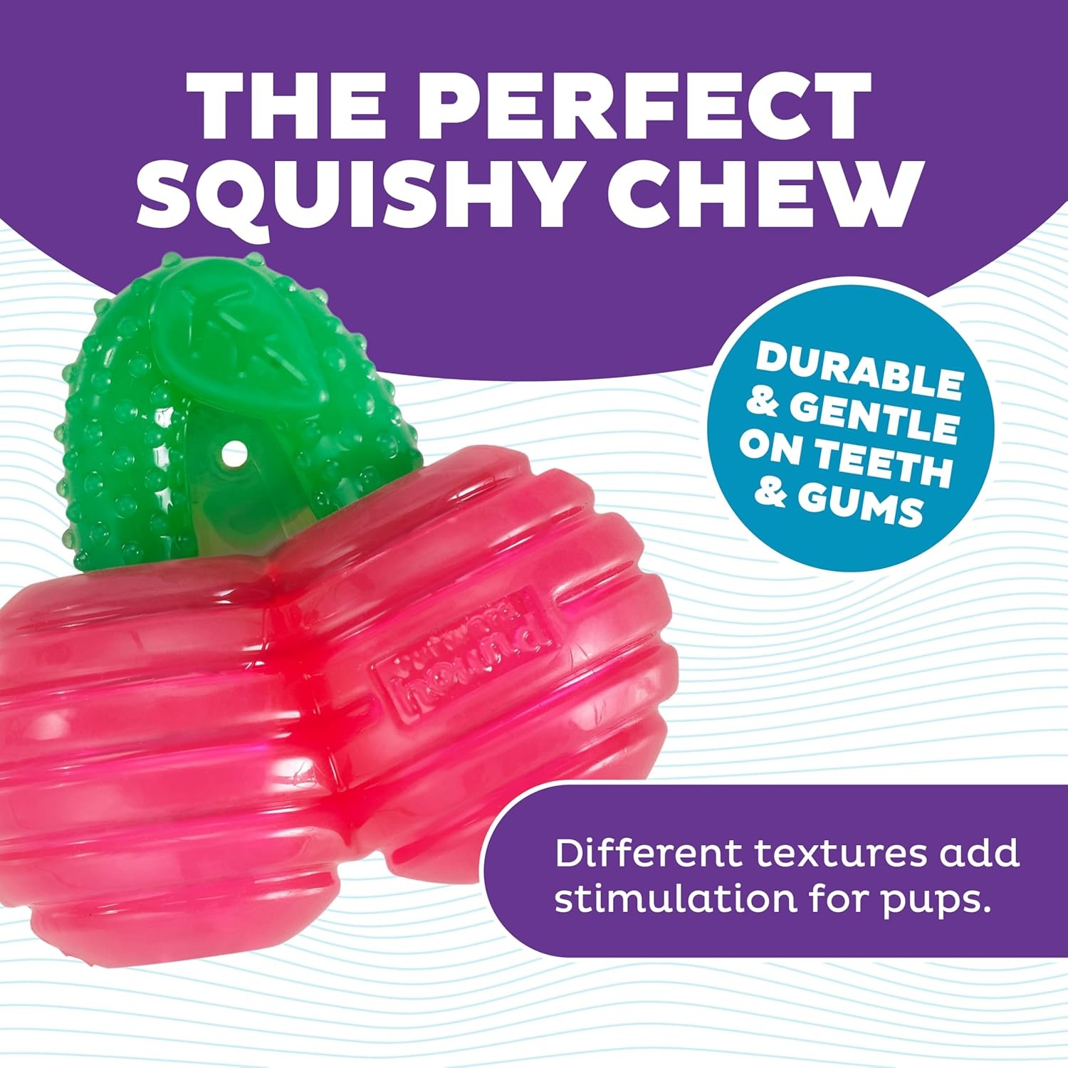 image:imageOutward Hound Gummiez Peach Ring 2in1 Dental Dog Chew Toy and Treat Stuffer Game Peach ScentCherries
