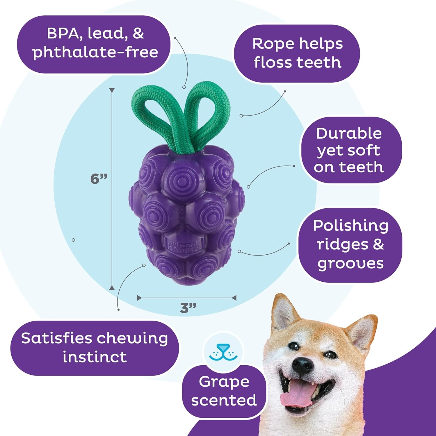 image:imageOutward Hound Gummiez Peach Ring 2in1 Dental Dog Chew Toy and Treat Stuffer Game Peach ScentGrape