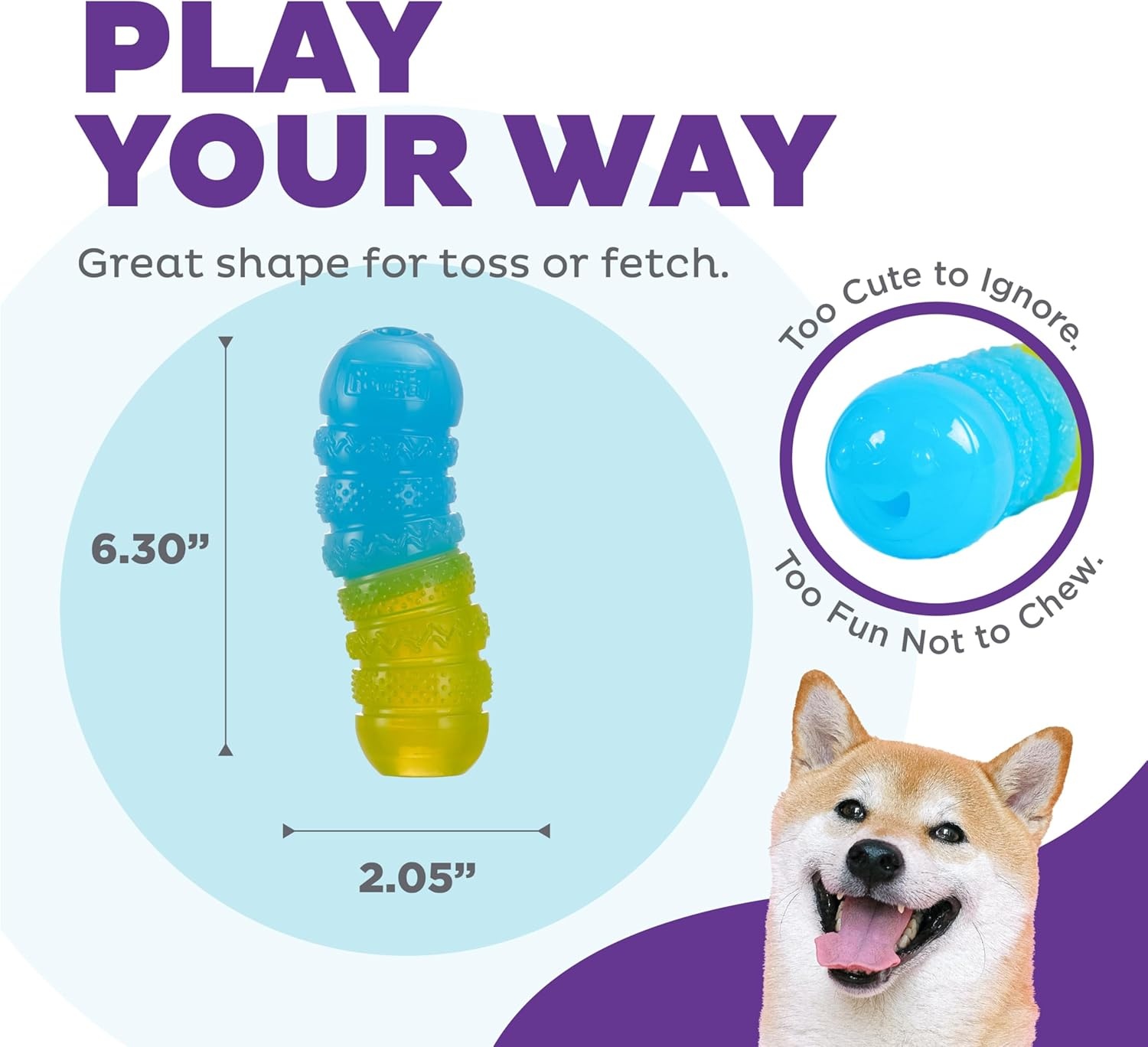 image:imageOutward Hound Gummiez Peach Ring 2in1 Dental Dog Chew Toy and Treat Stuffer Game Peach ScentGummiez Worm