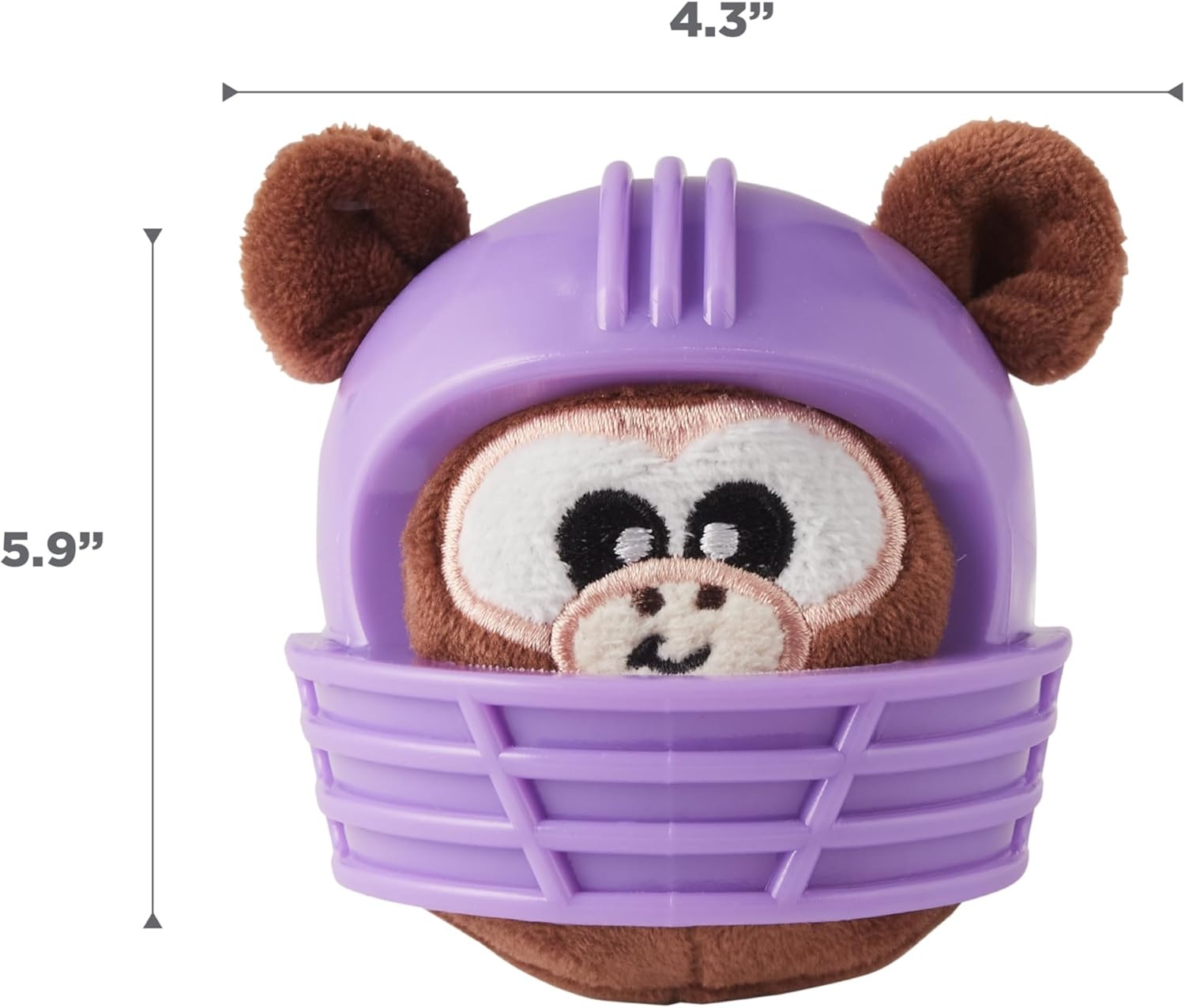 image:imageOutward Hound Helmet Headz Monkey Dog Toy Plush Squeaky Fetch Ball Durable Dog Toy for Active Play Multicolored Small
