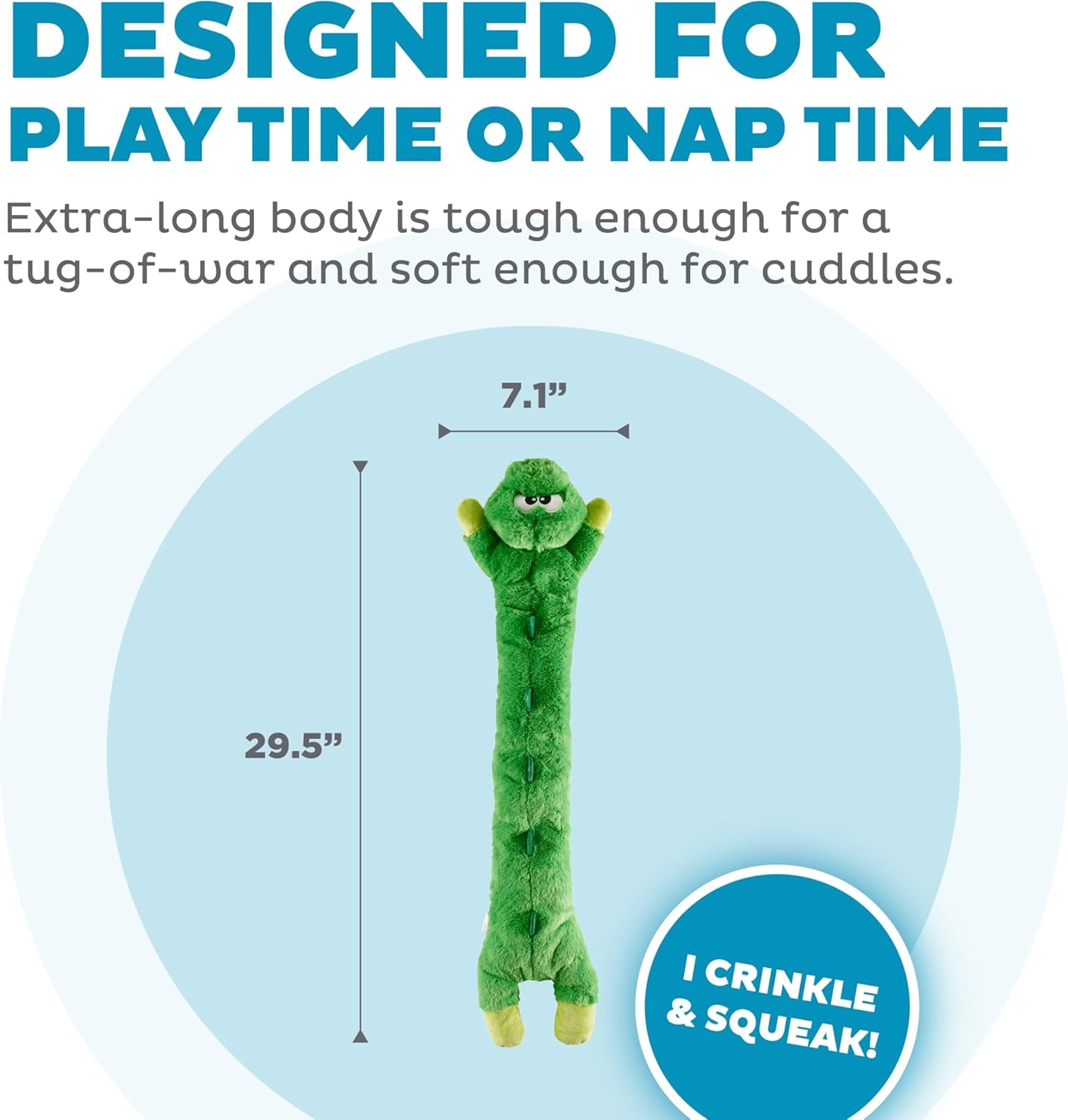 image:imageOutward Hound Longidudes Gator Long Crinkly amp Squeaky Dog Toy GreenGator