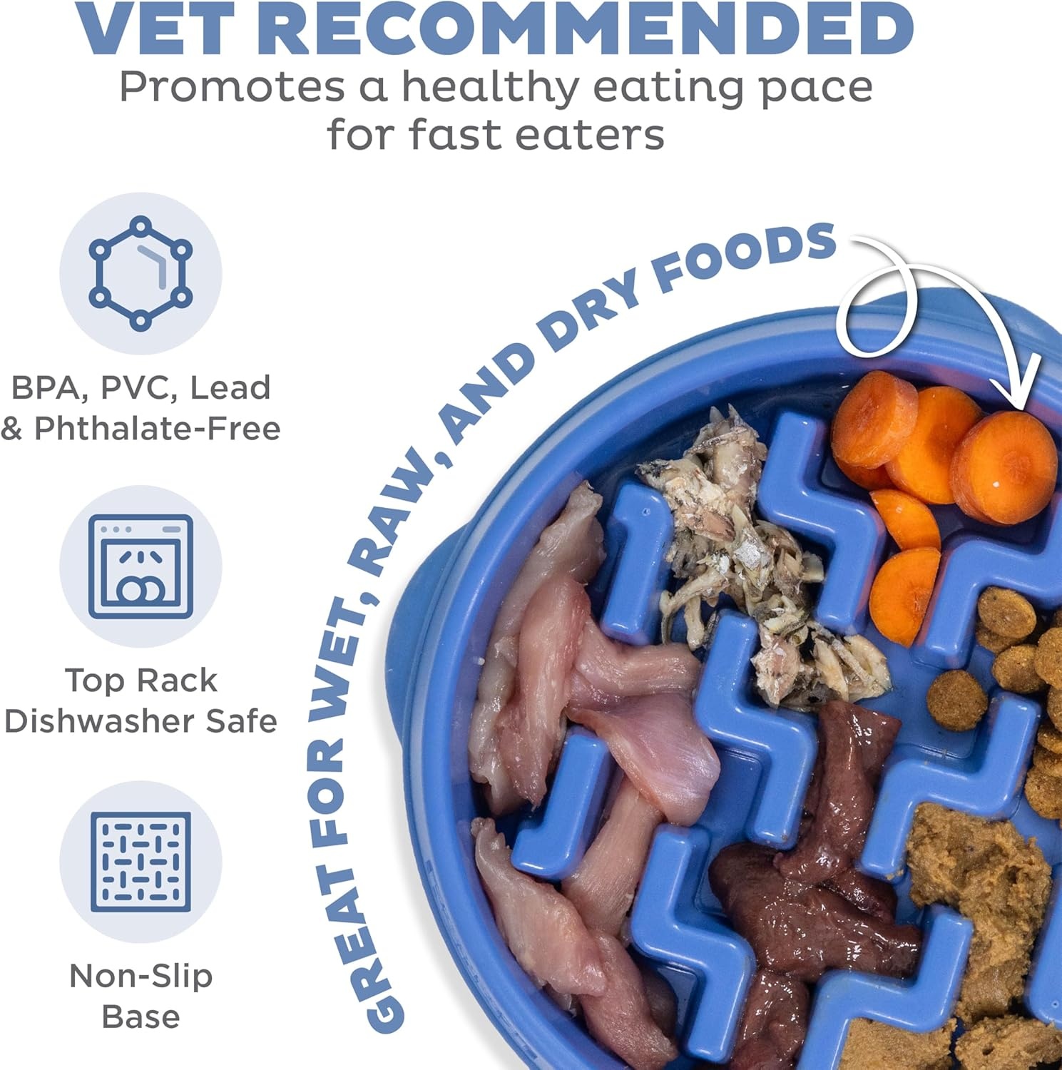 image:imageOutward Hound Medium Slow Feeder Bowl Puzzle Maze for Fast Eaters Small to Medium Dogs Helps Prevent Bloat amp Aid Digestion Holds 2 Cups Wet or Dry Food NonSlip Made Without BPA SageBlue