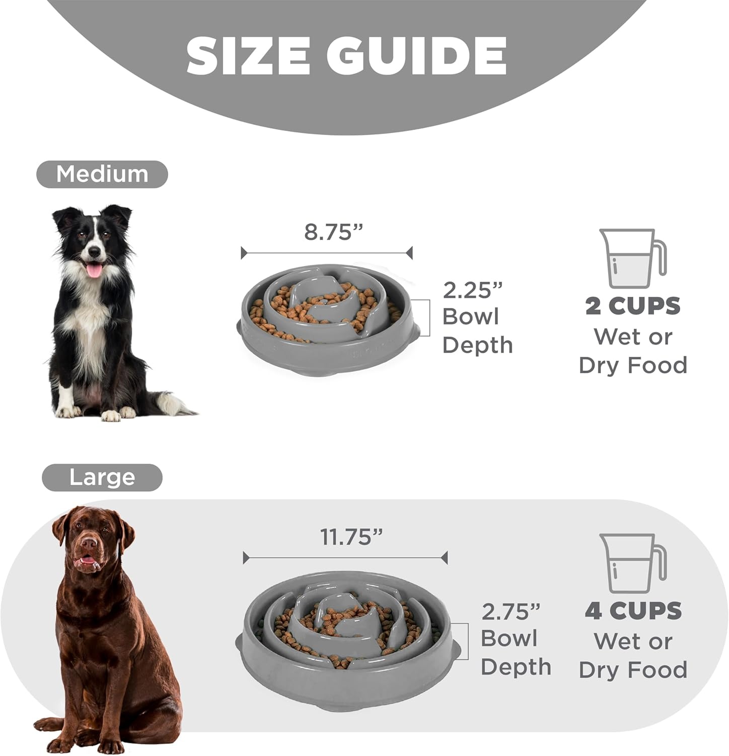 image:imageOutward Hound Medium Slow Feeder Bowl Puzzle Maze for Fast Eaters Small to Medium Dogs Helps Prevent Bloat amp Aid Digestion Holds 2 Cups Wet or Dry Food NonSlip Made Without BPA SageGray