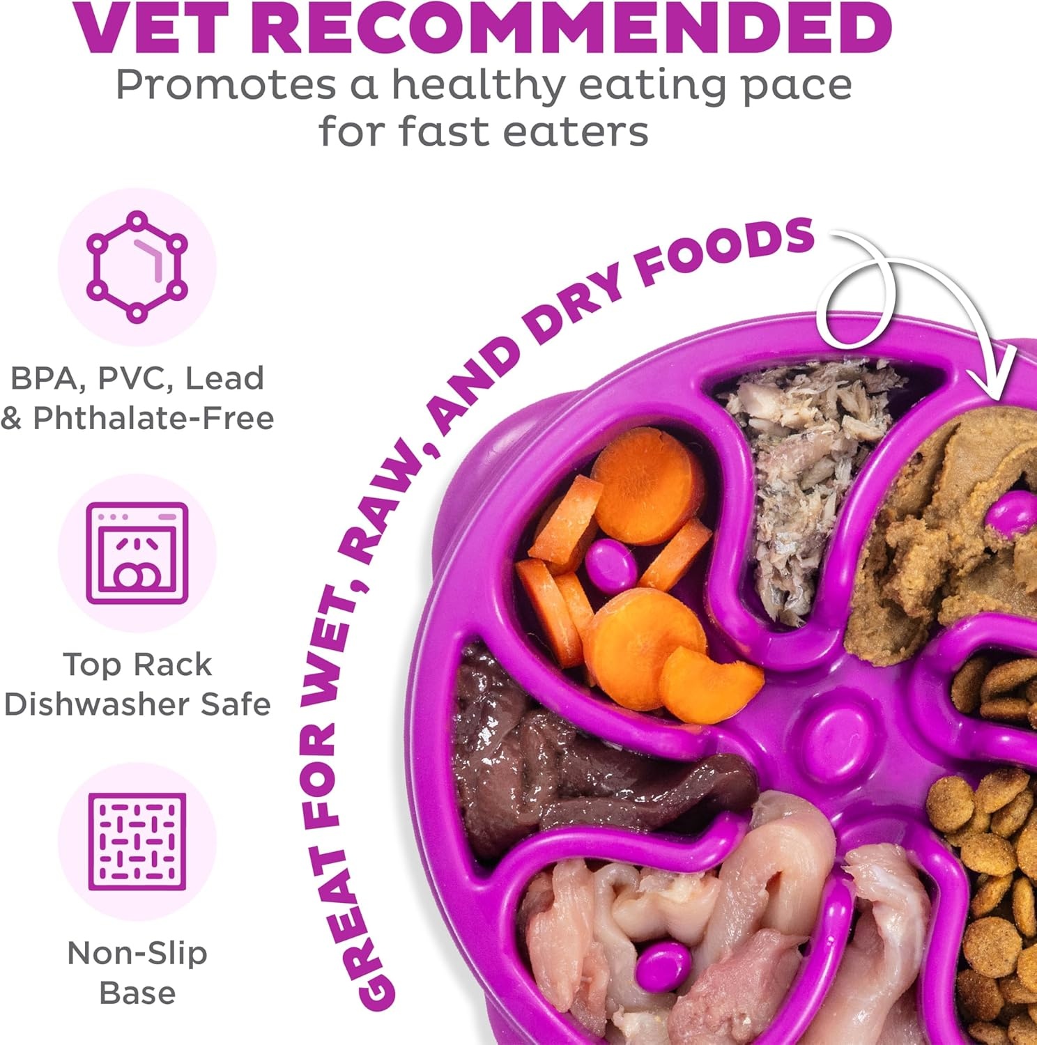 image:imageOutward Hound Medium Slow Feeder Bowl Puzzle Maze for Fast Eaters Small to Medium Dogs Helps Prevent Bloat amp Aid Digestion Holds 2 Cups Wet or Dry Food NonSlip Made Without BPA SagePurple