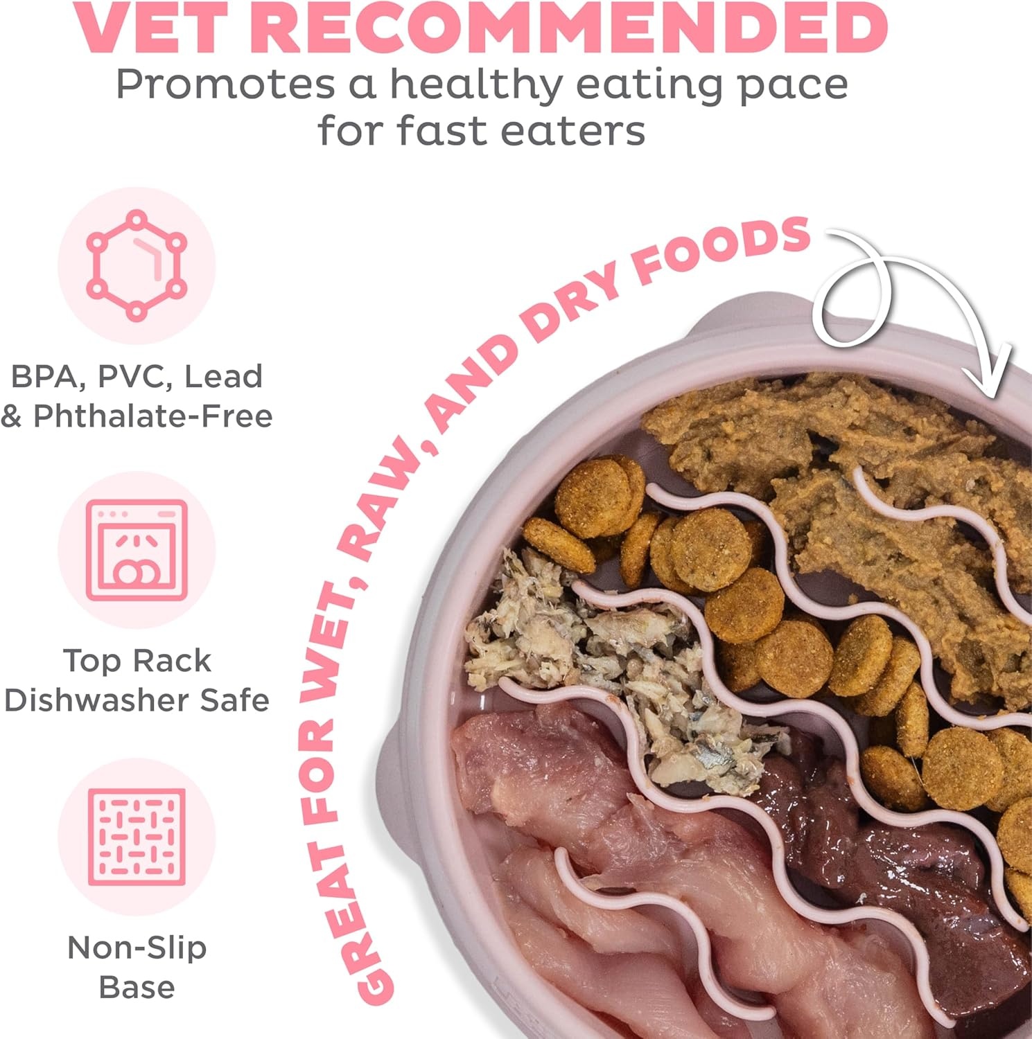 image:imageOutward Hound Medium Slow Feeder Bowl Puzzle Maze for Fast Eaters Small to Medium Dogs Helps Prevent Bloat amp Aid Digestion Holds 2 Cups Wet or Dry Food NonSlip Made Without BPA SagePink