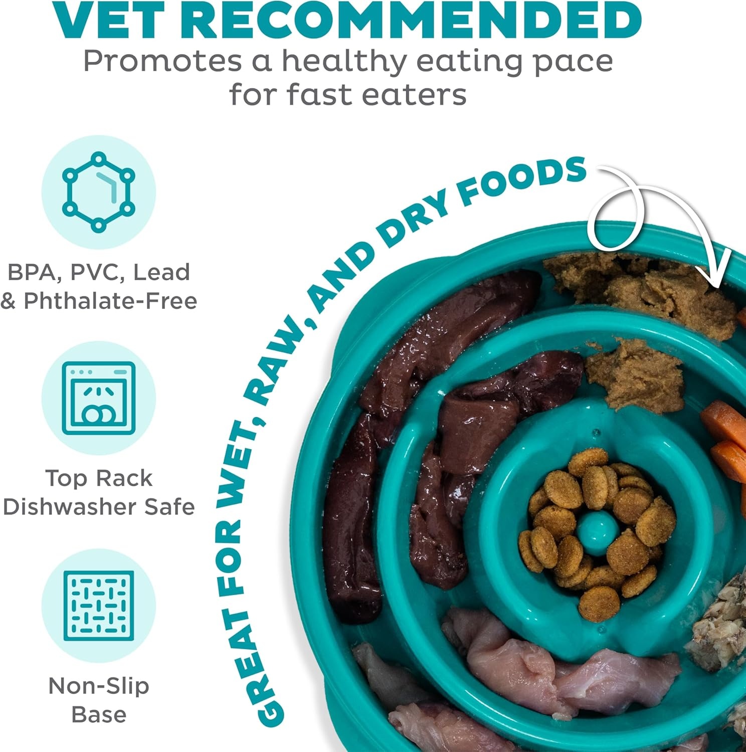 image:imageOutward Hound Medium Slow Feeder Bowl Puzzle Maze for Fast Eaters Small to Medium Dogs Helps Prevent Bloat amp Aid Digestion Holds 2 Cups Wet or Dry Food NonSlip Made Without BPA SageTurquoise
