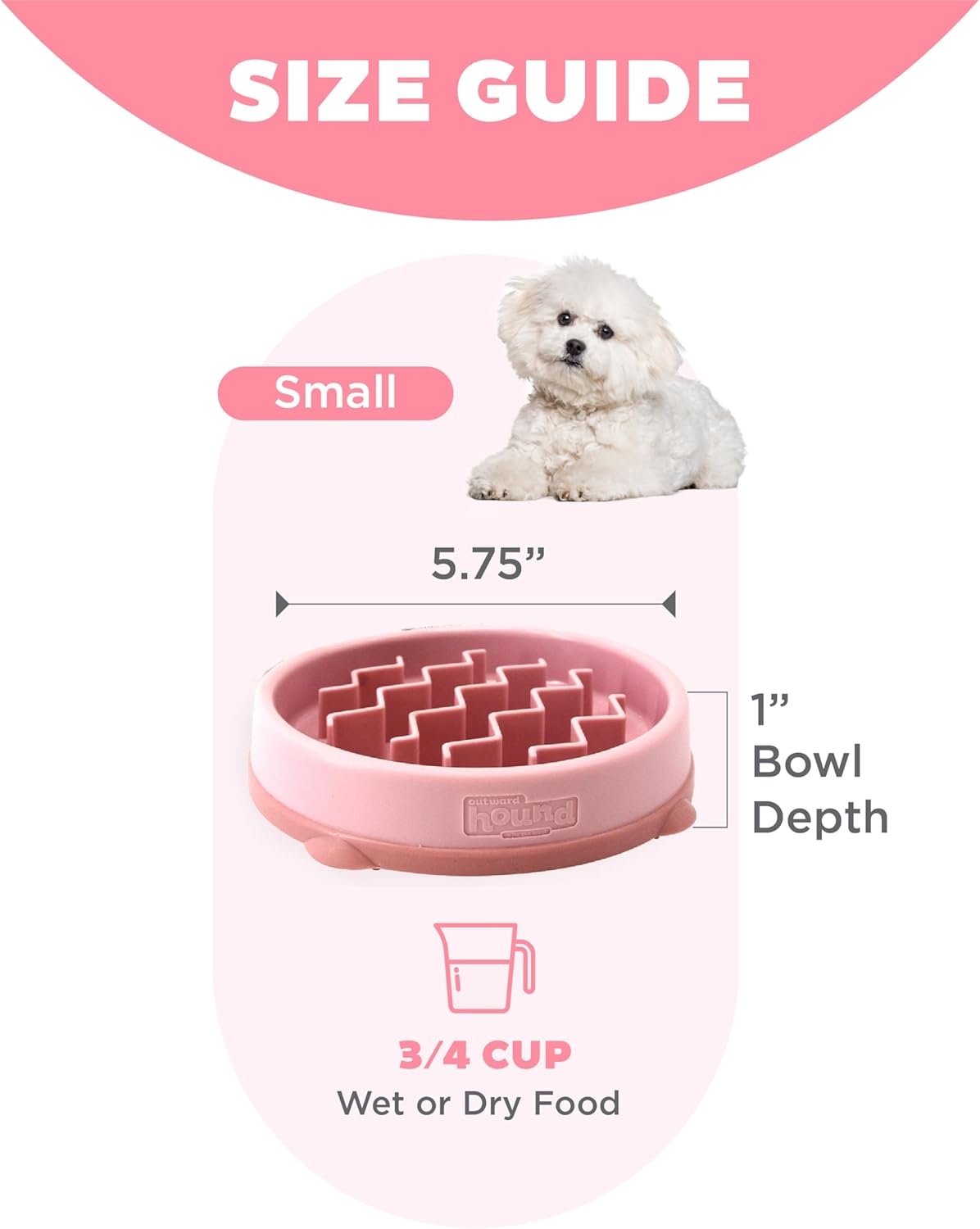 image:imageOutward Hound Medium Slow Feeder Bowl Puzzle Maze for Fast Eaters Small to Medium Dogs Helps Prevent Bloat amp Aid Digestion Holds 2 Cups Wet or Dry Food NonSlip Made Without BPA SagePink