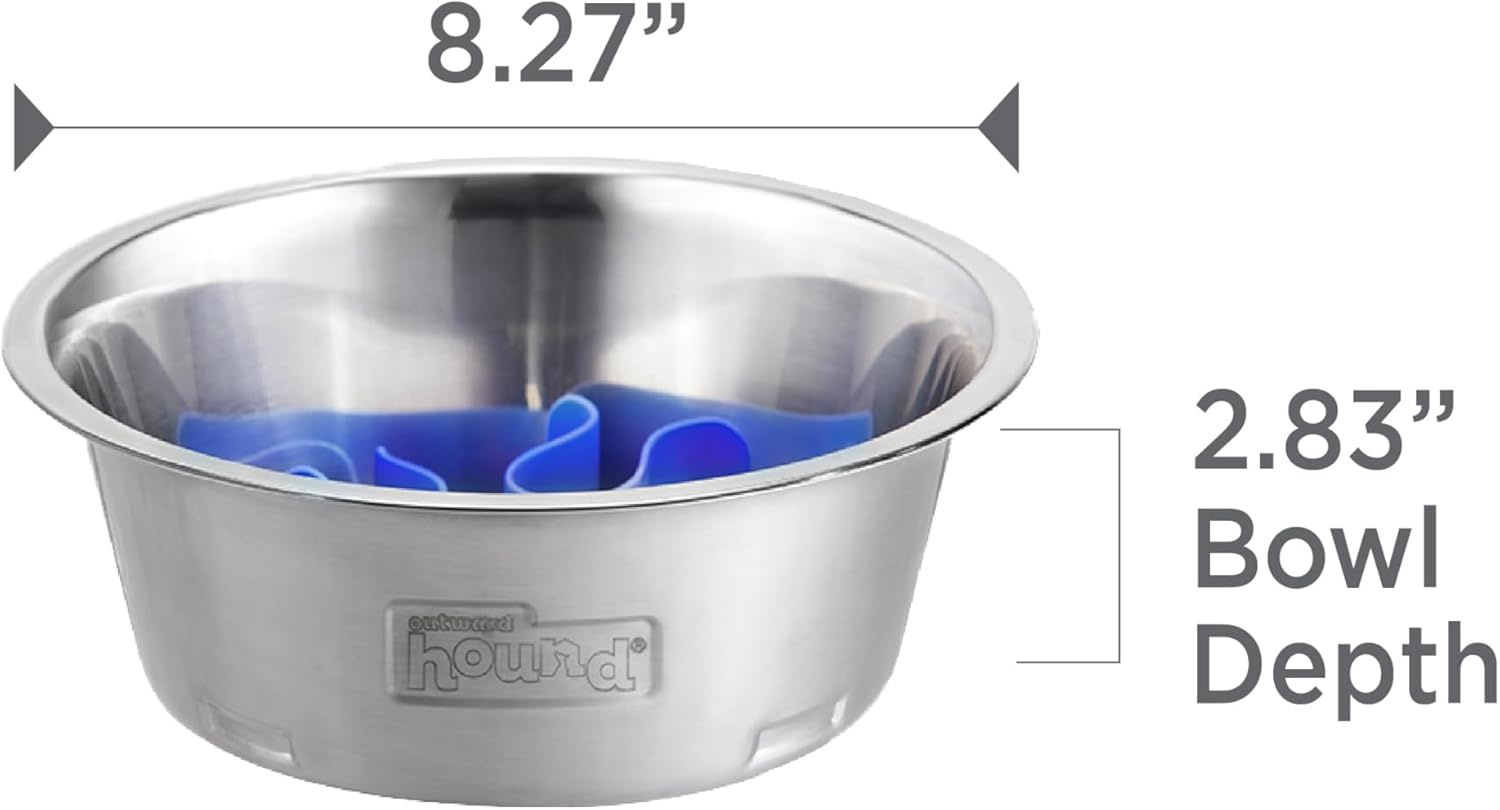 image:imageOutward Hound Medium Slow Feeder Bowl Puzzle Maze for Fast Eaters Small to Medium Dogs Helps Prevent Bloat amp Aid Digestion Holds 2 Cups Wet or Dry Food NonSlip Made Without BPA SageStainless Steel