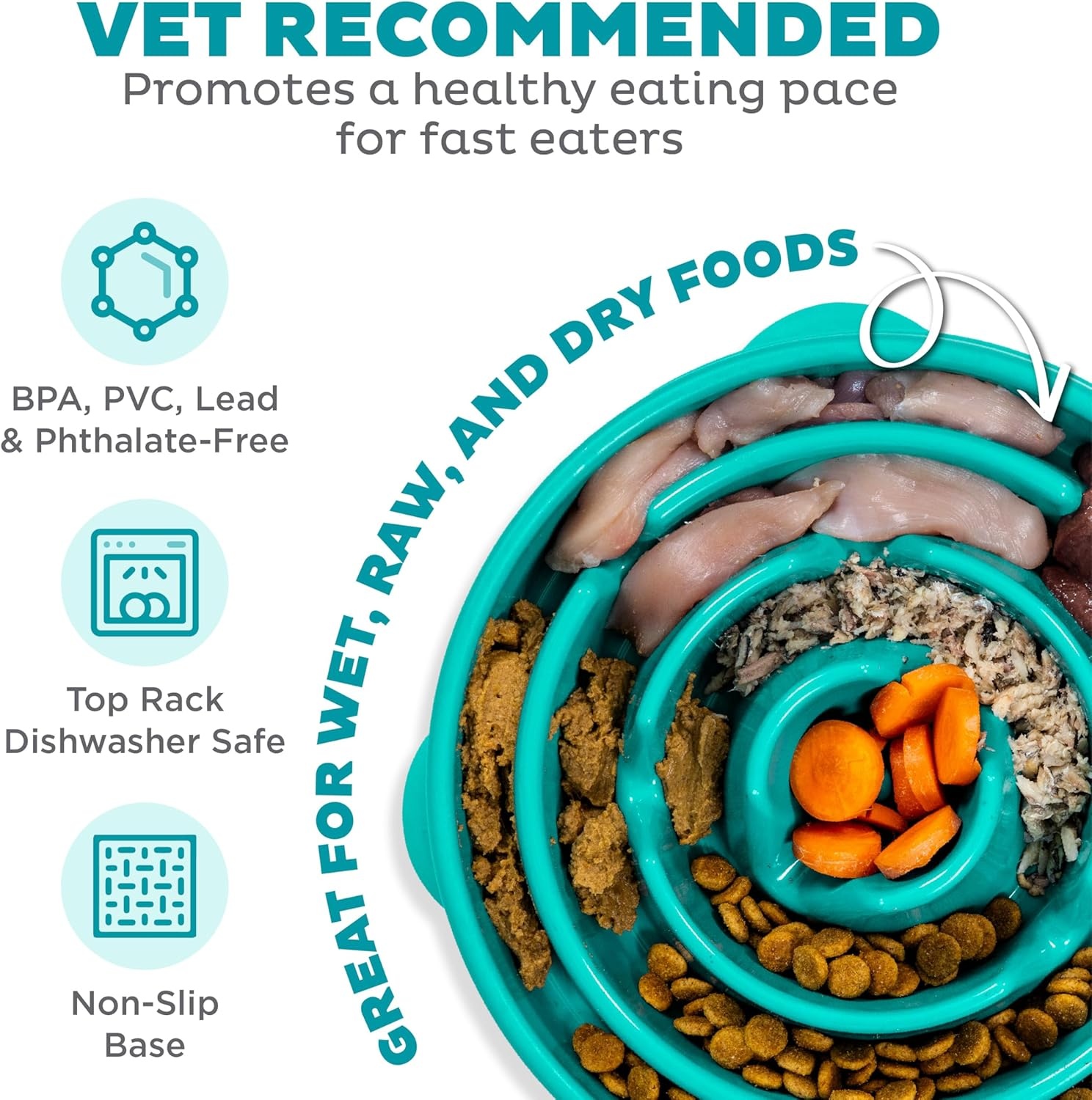 image:imageOutward Hound Medium Slow Feeder Bowl Puzzle Maze for Fast Eaters Small to Medium Dogs Helps Prevent Bloat amp Aid Digestion Holds 2 Cups Wet or Dry Food NonSlip Made Without BPA SageTurquoise
