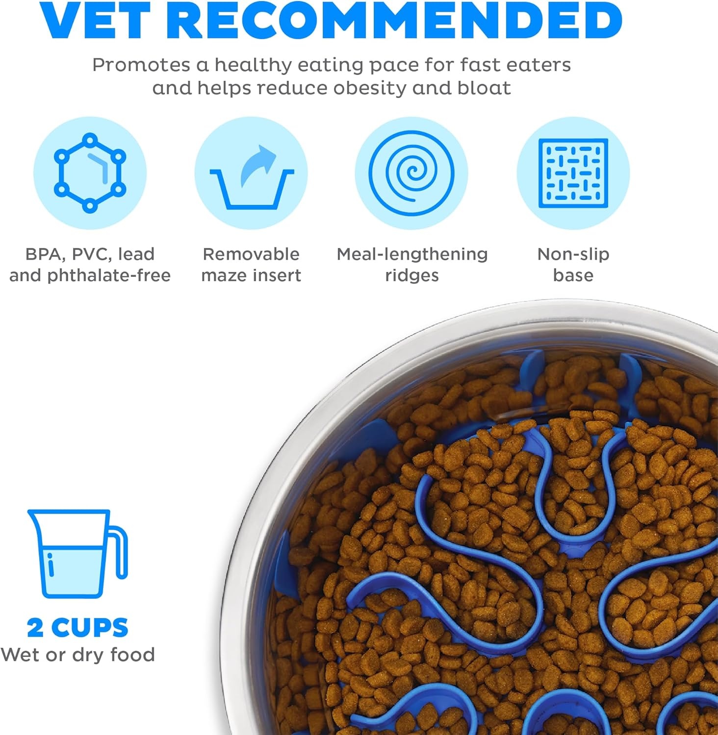 image:imageOutward Hound Medium Slow Feeder Bowl Puzzle Maze for Fast Eaters Small to Medium Dogs Helps Prevent Bloat amp Aid Digestion Holds 2 Cups Wet or Dry Food NonSlip Made Without BPA SageStainless Steel