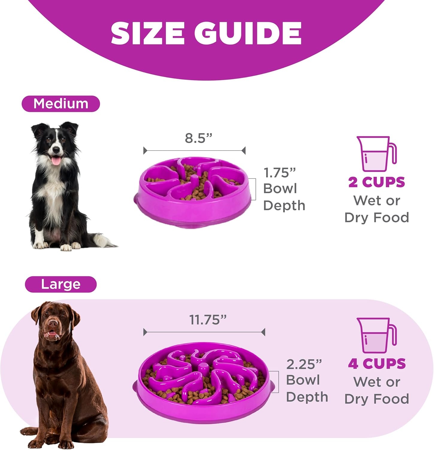 image:imageOutward Hound Medium Slow Feeder Bowl Puzzle Maze for Fast Eaters Small to Medium Dogs Helps Prevent Bloat amp Aid Digestion Holds 2 Cups Wet or Dry Food NonSlip Made Without BPA SagePurple