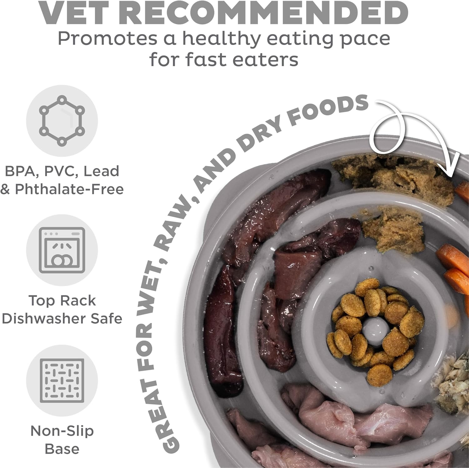 image:imageOutward Hound Medium Slow Feeder Bowl Puzzle Maze for Fast Eaters Small to Medium Dogs Helps Prevent Bloat amp Aid Digestion Holds 2 Cups Wet or Dry Food NonSlip Made Without BPA SageGray