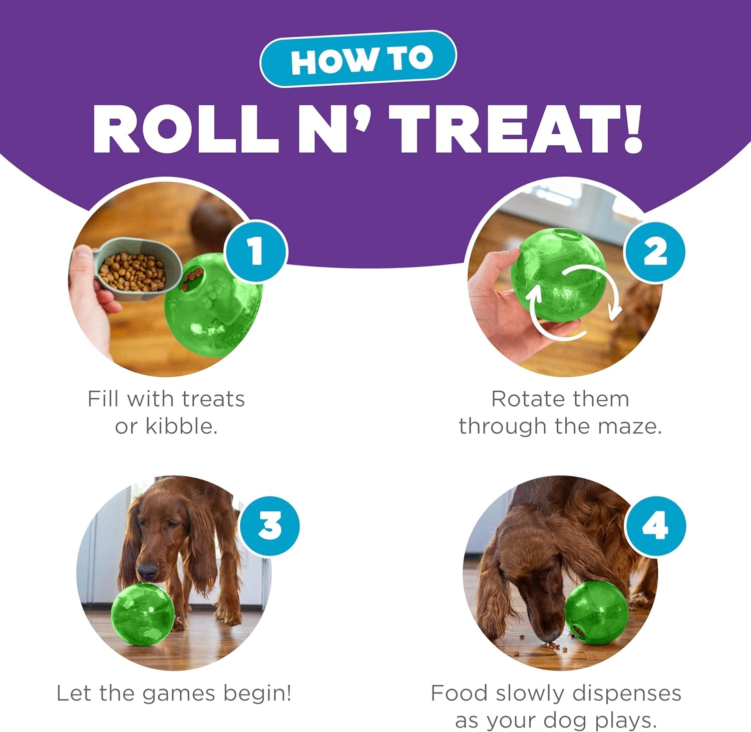 image:imageOutward Hound OrbeeTuff Mazee Interactive Dog Puzzle Toy Treat Dispensing Slow Feeder Ball Green 47InchGreen