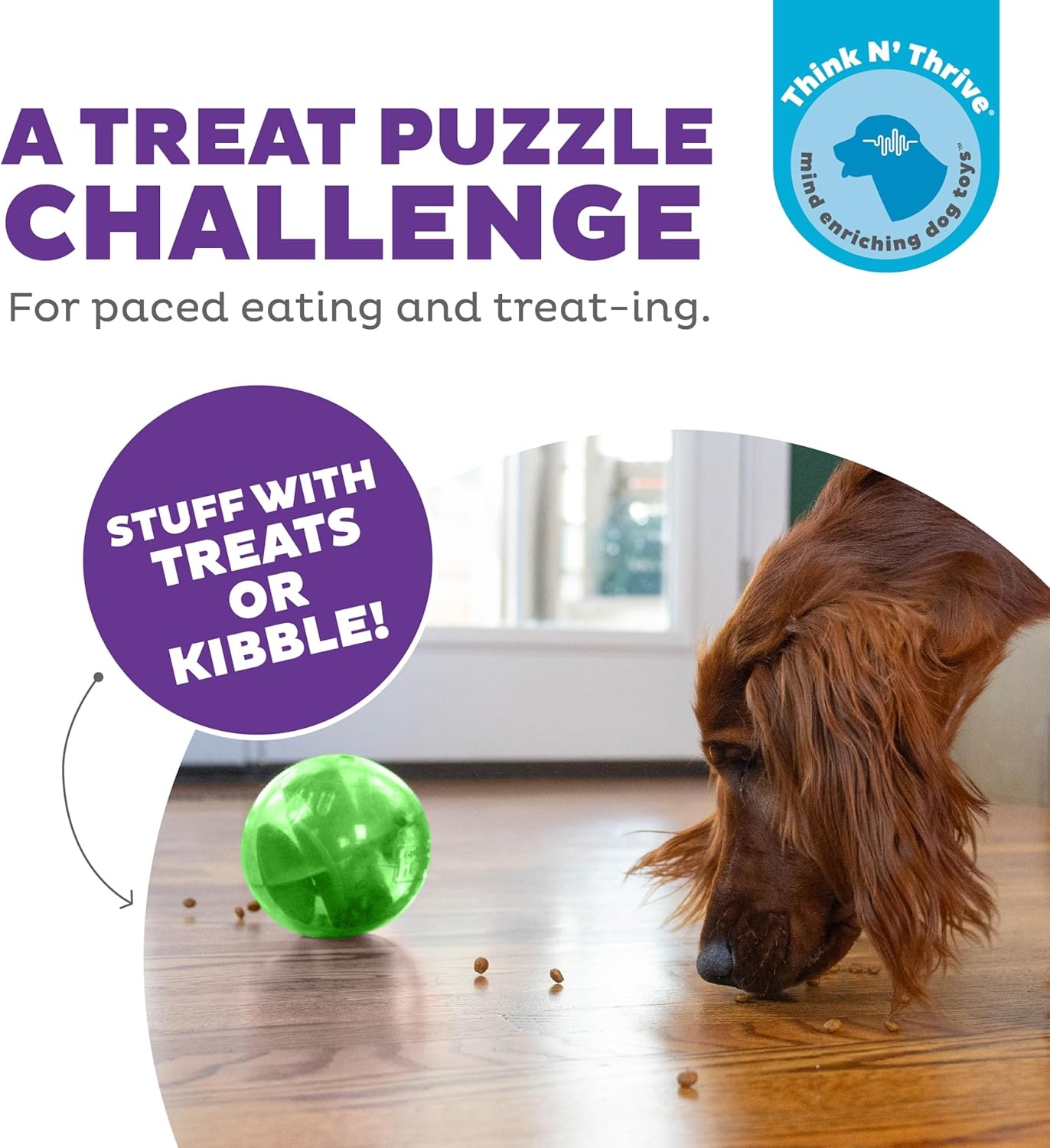 image:imageOutward Hound OrbeeTuff Mazee Interactive Dog Puzzle Toy Treat Dispensing Slow Feeder Ball Green 47InchGreen