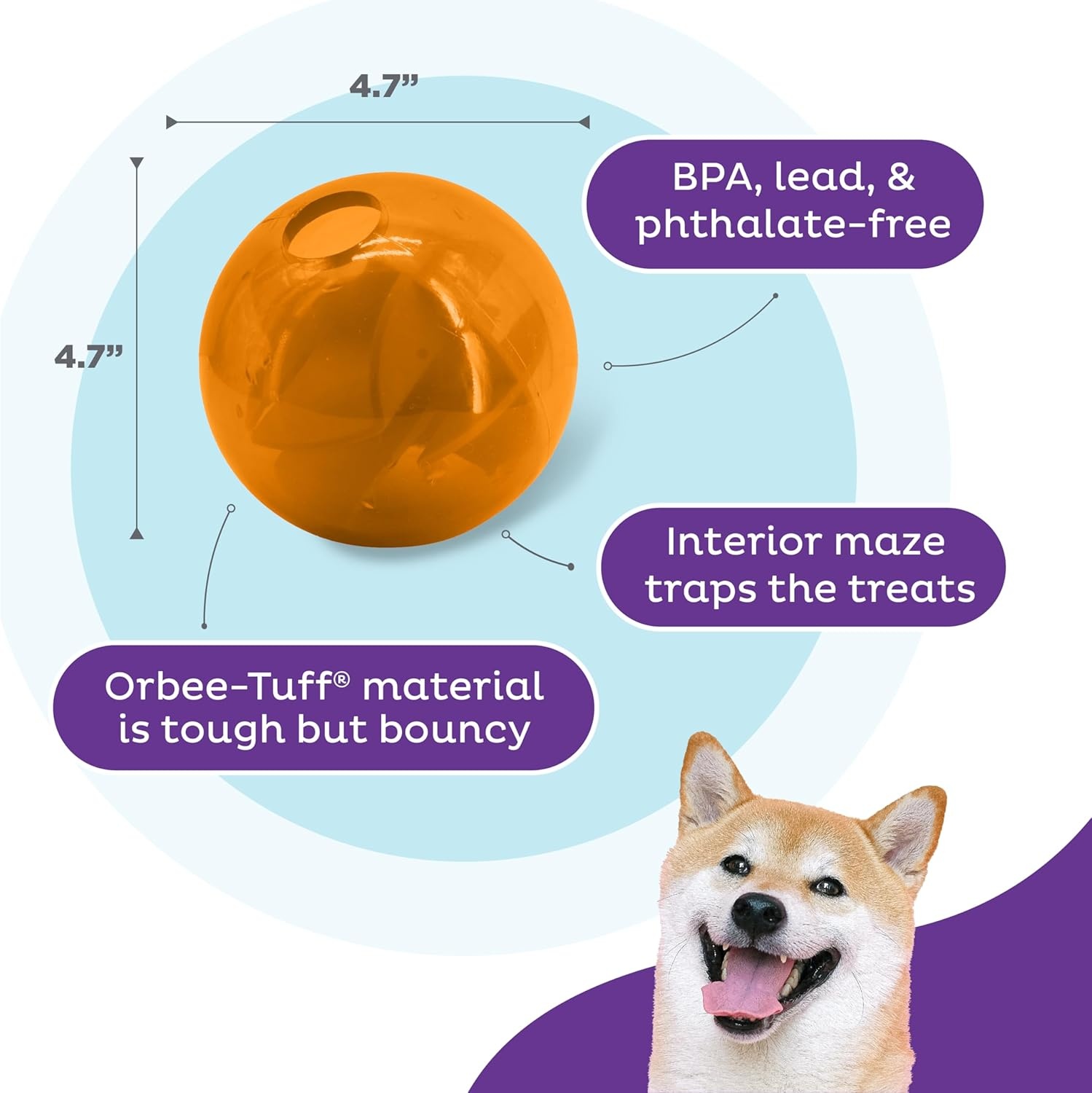 image:imageOutward Hound OrbeeTuff Mazee Interactive Dog Puzzle Toy Treat Dispensing Slow Feeder Ball Green 47InchOrange