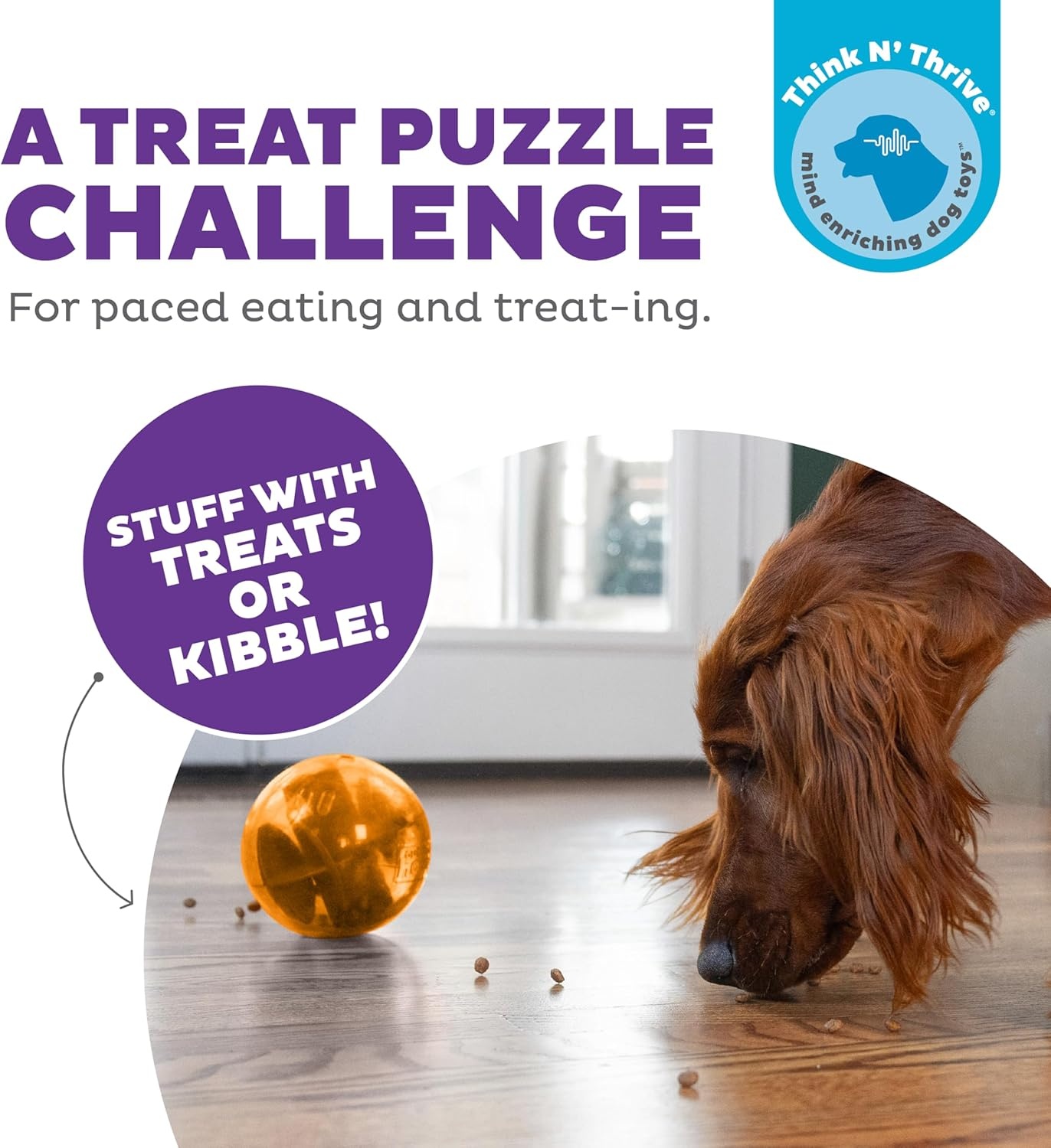image:imageOutward Hound OrbeeTuff Mazee Interactive Dog Puzzle Toy Treat Dispensing Slow Feeder Ball Green 47InchOrange