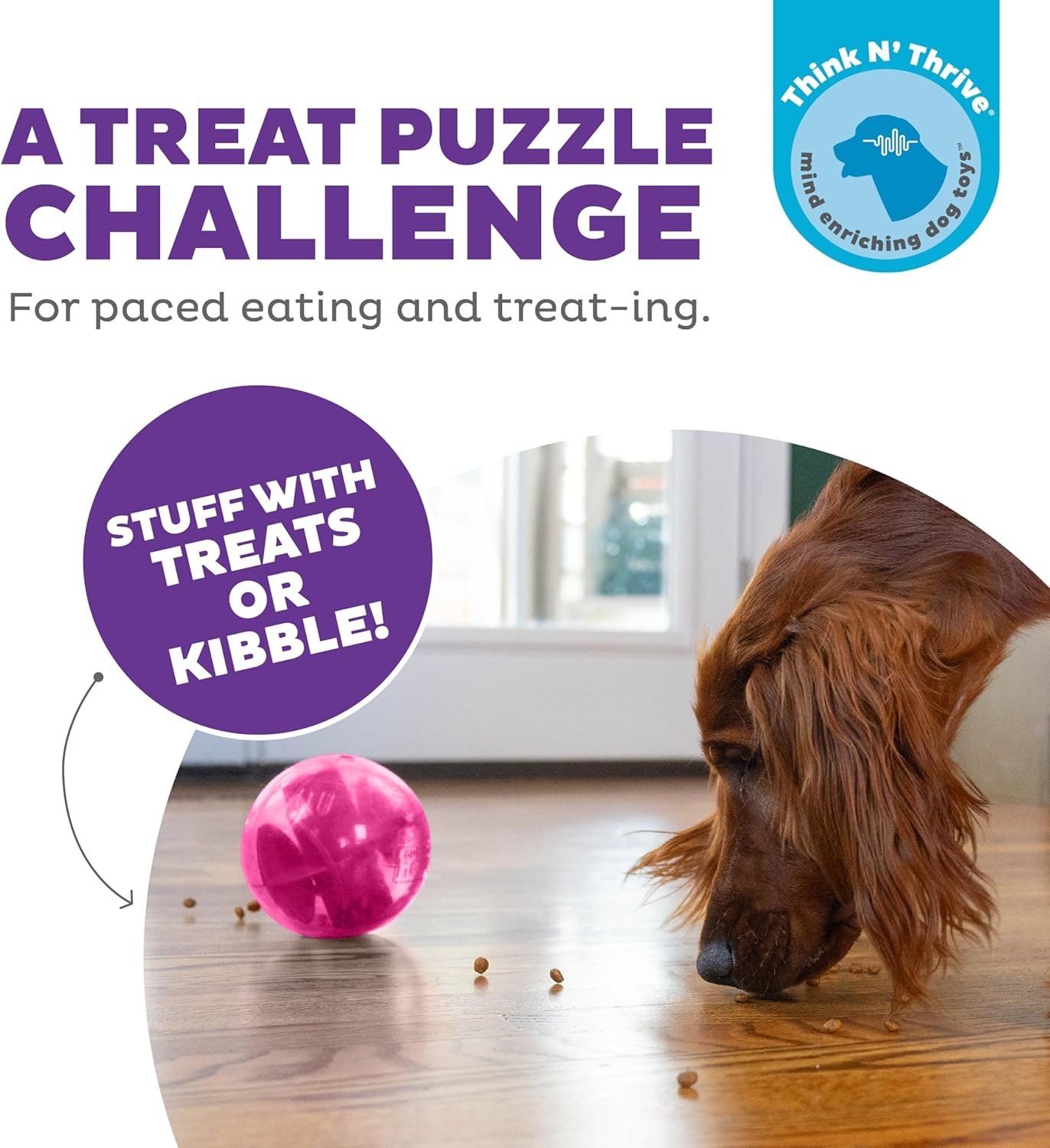 image:imageOutward Hound OrbeeTuff Mazee Interactive Dog Puzzle Toy Treat Dispensing Slow Feeder Ball Green 47InchPink