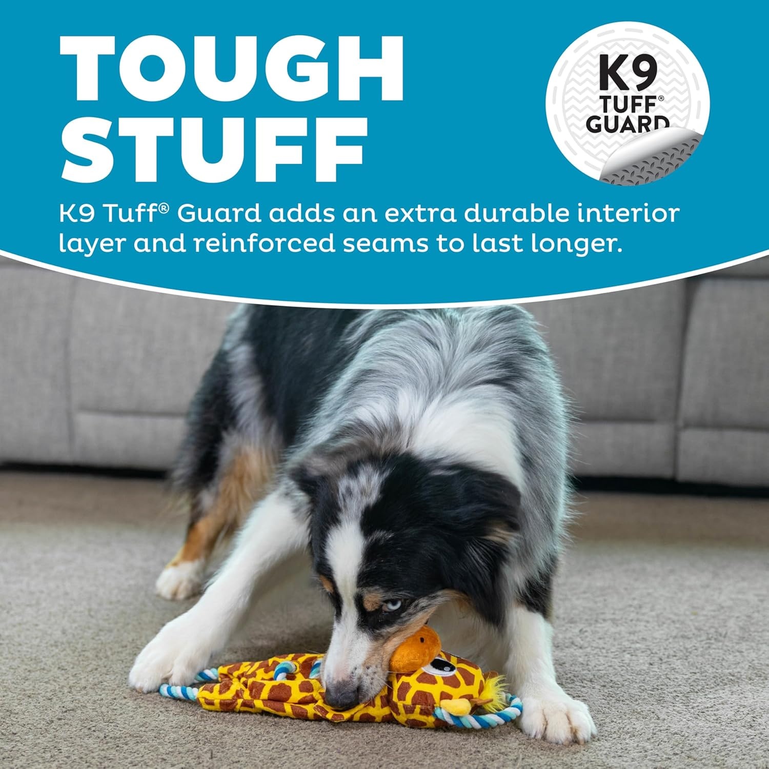 image:imageOutward Hound Ropiez Rope Interactive Dog Tug Toy for Tugging Squeaky Fun 236 Inch Mallard Green LargeRopiez Giraffe