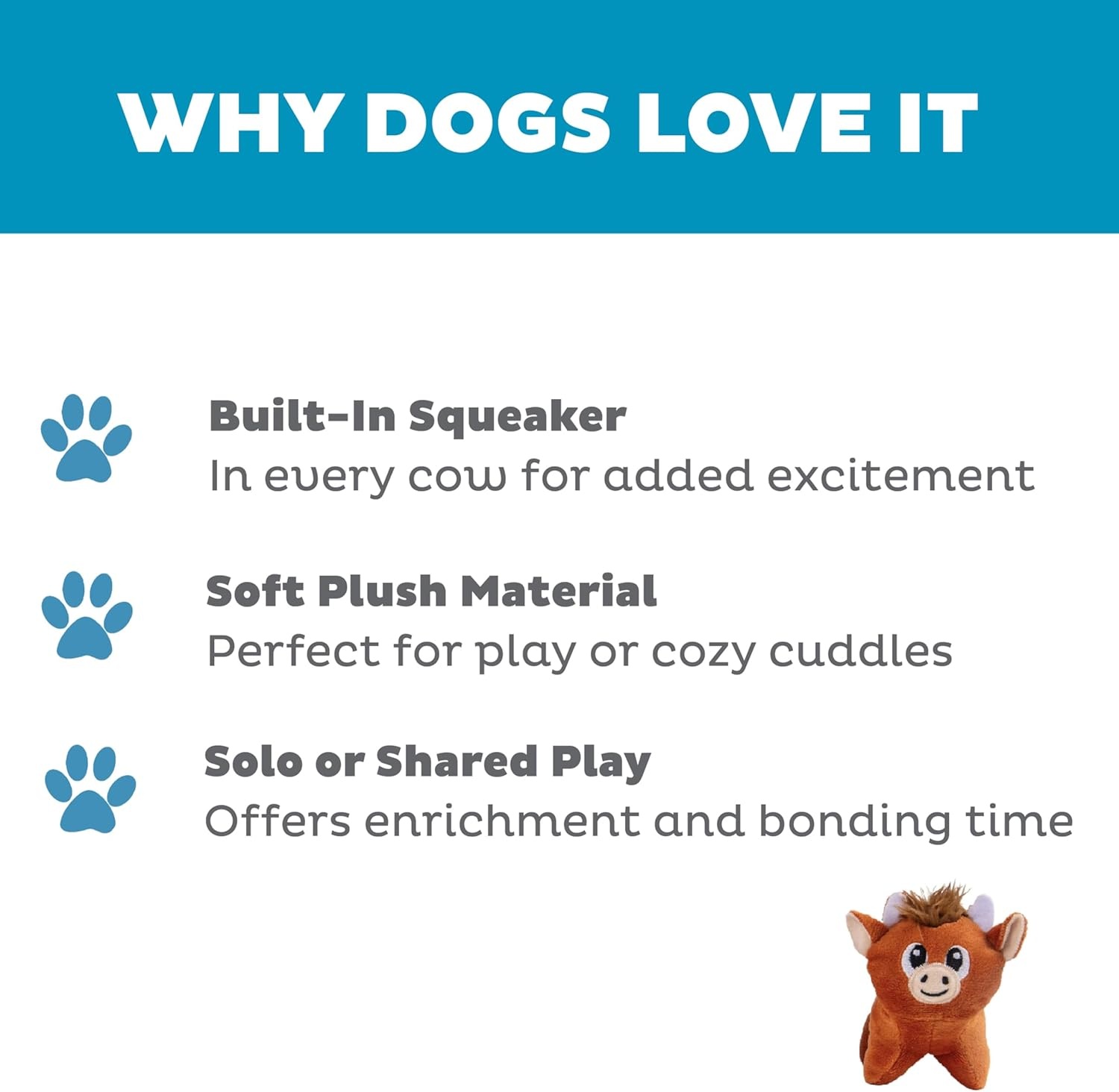 image:imageOutward Hound Squeakin Cows Dog Toy Plush Highland Cow with Squeaker HideACow Replacement Puppies amp Small Dogs 43 3Pack