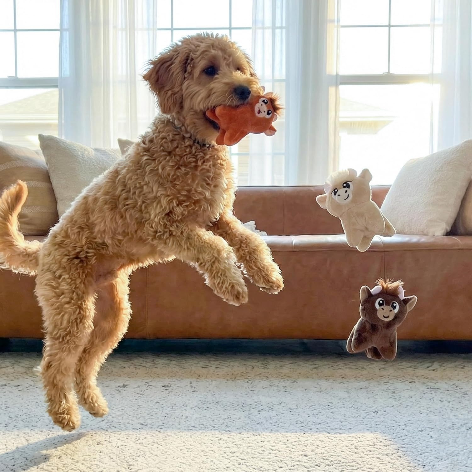 image:imageOutward Hound Squeakin Cows Dog Toy Plush Highland Cow with Squeaker HideACow Replacement Puppies amp Small Dogs 43 3Pack