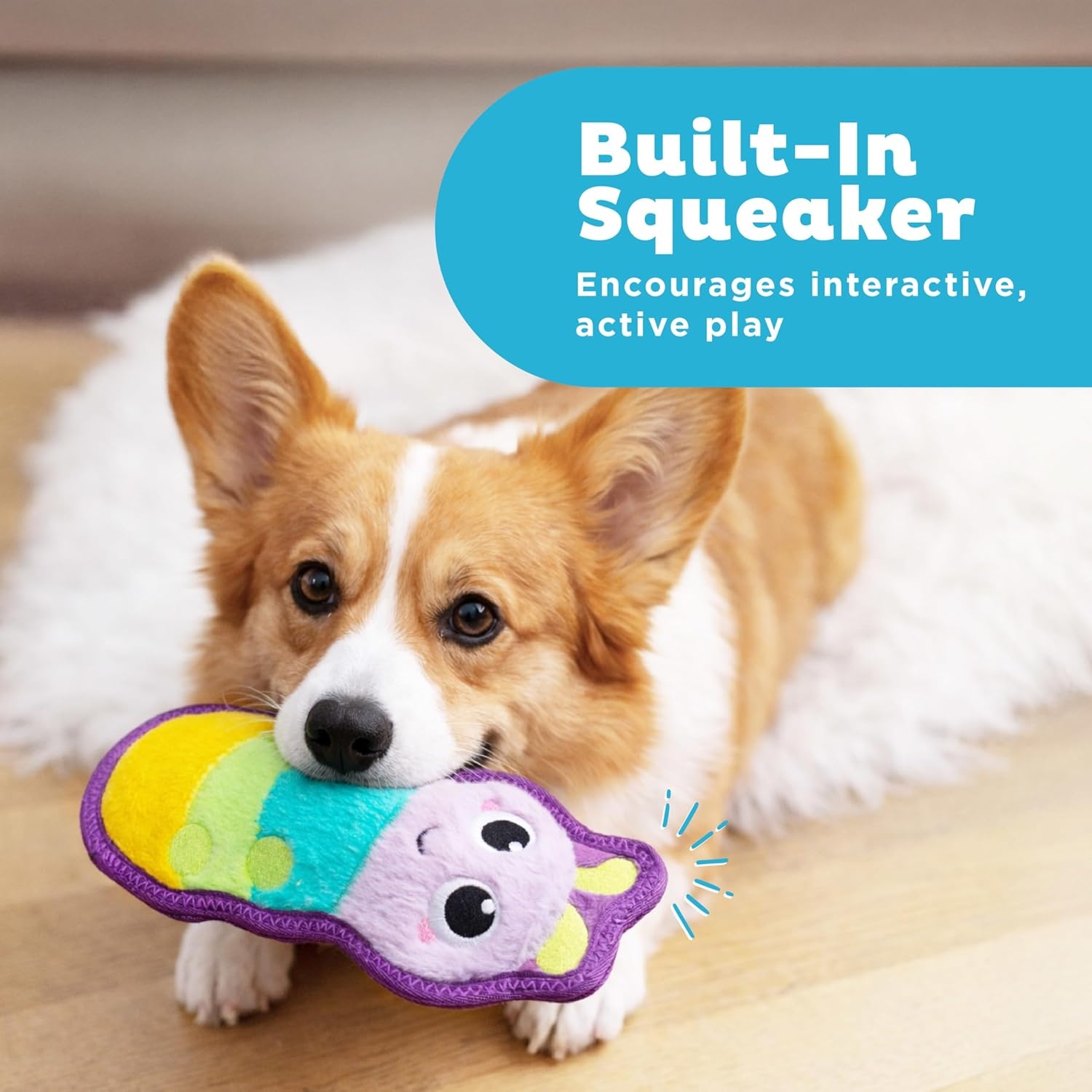 image:imageOutward Hound Tough Skinz Dog Toy Durable Plush with 2X Lining No Stuffing Jumbo Squeaker Caterpillar 95