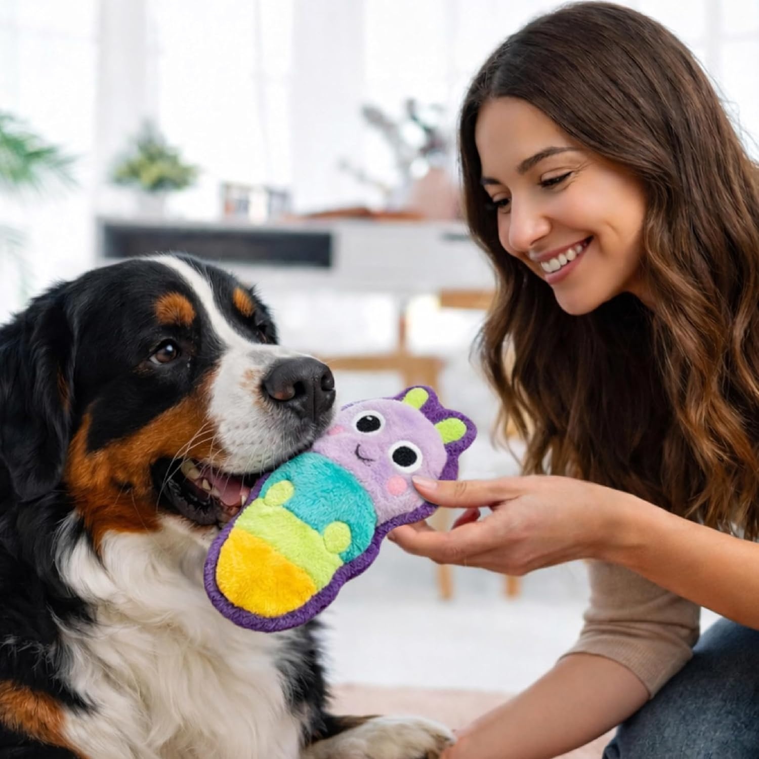 image:imageOutward Hound Tough Skinz Dog Toy Durable Plush with 2X Lining No Stuffing Jumbo Squeaker Caterpillar 95