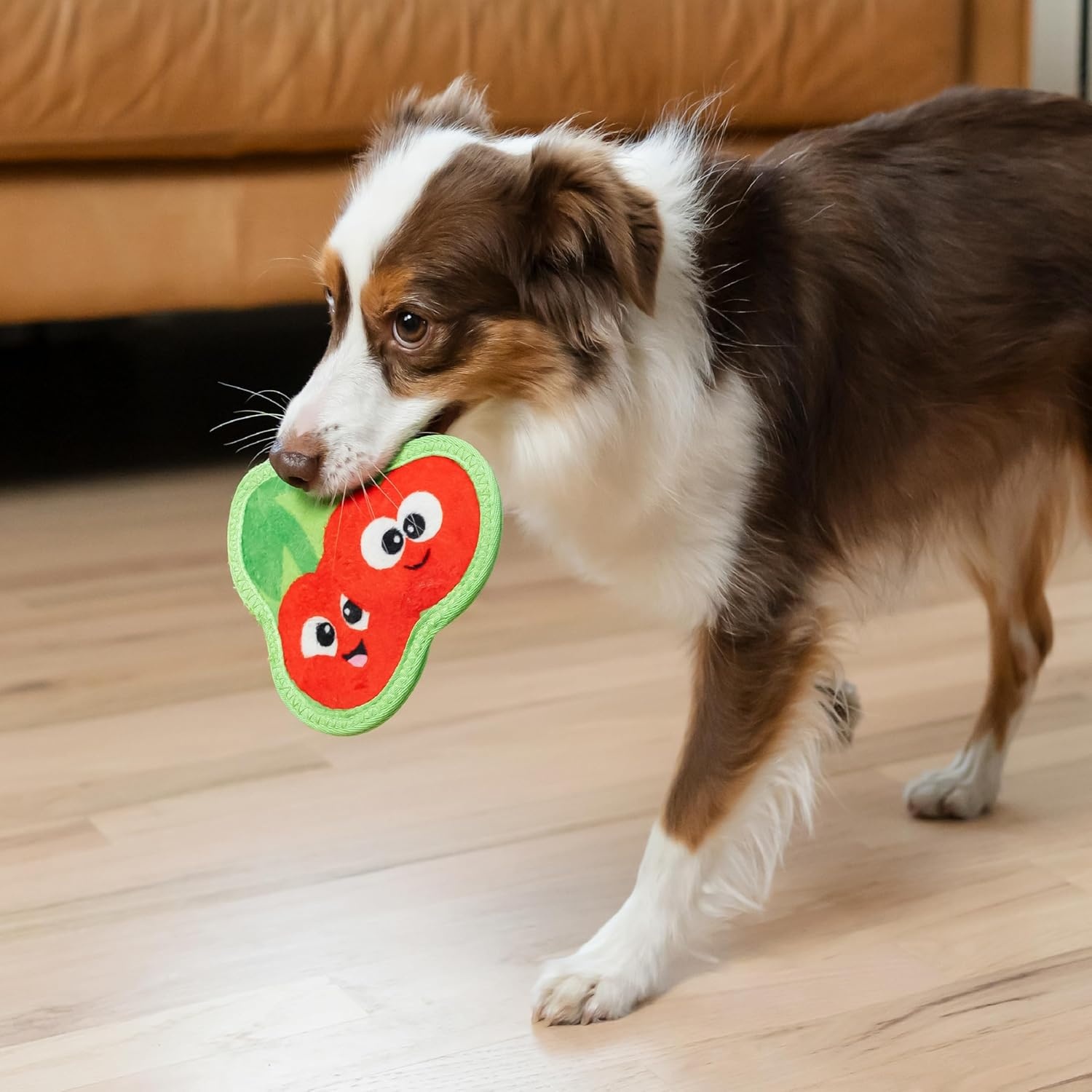 image:imageOutward Hound Tough Skinz Durable Squeaky Dog Toy with Two Tough Layers Strawberry Red MediumCherries