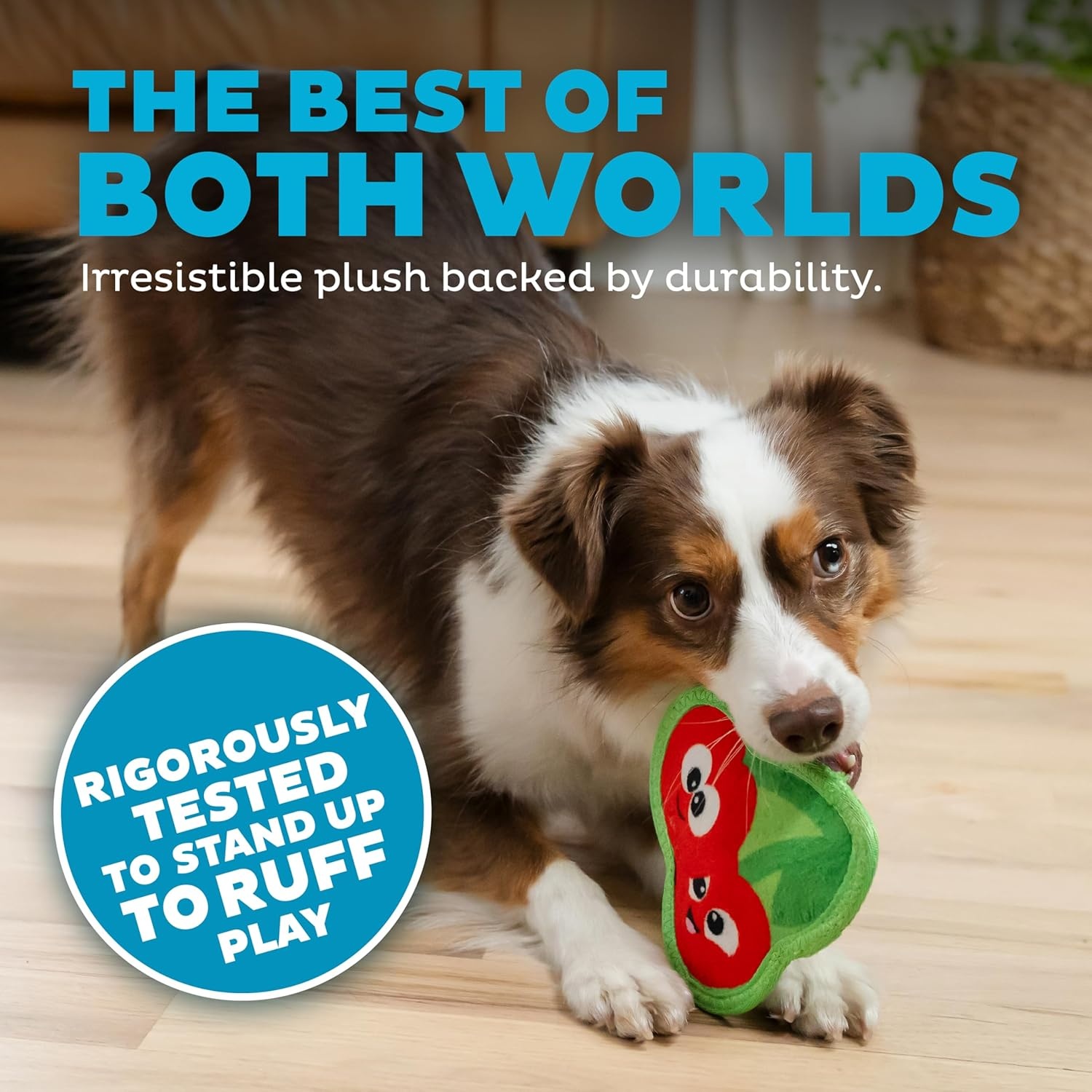 image:imageOutward Hound Tough Skinz Durable Squeaky Dog Toy with Two Tough Layers Strawberry Red MediumCherries