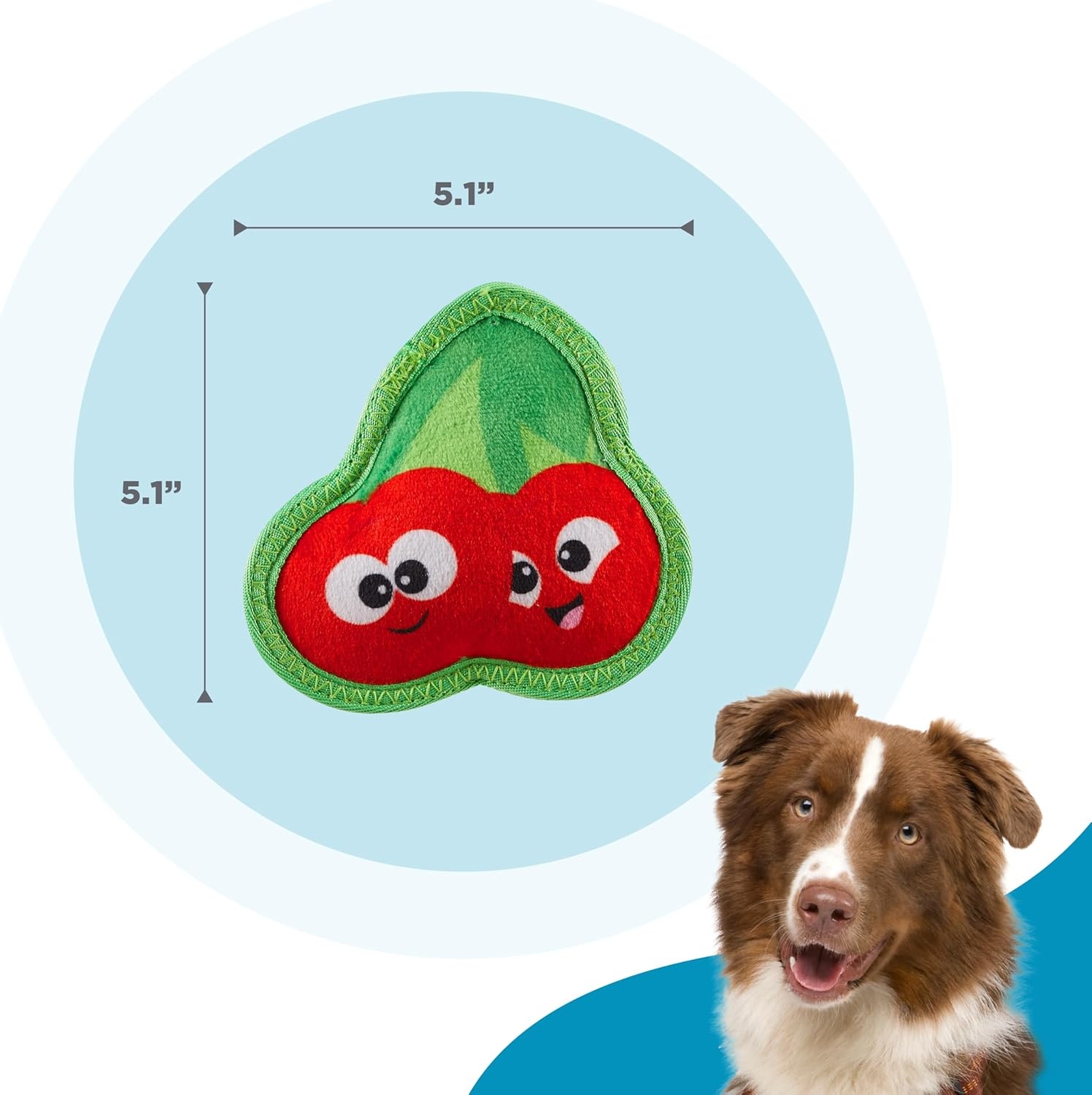 image:imageOutward Hound Tough Skinz Durable Squeaky Dog Toy with Two Tough Layers Strawberry Red MediumCherries