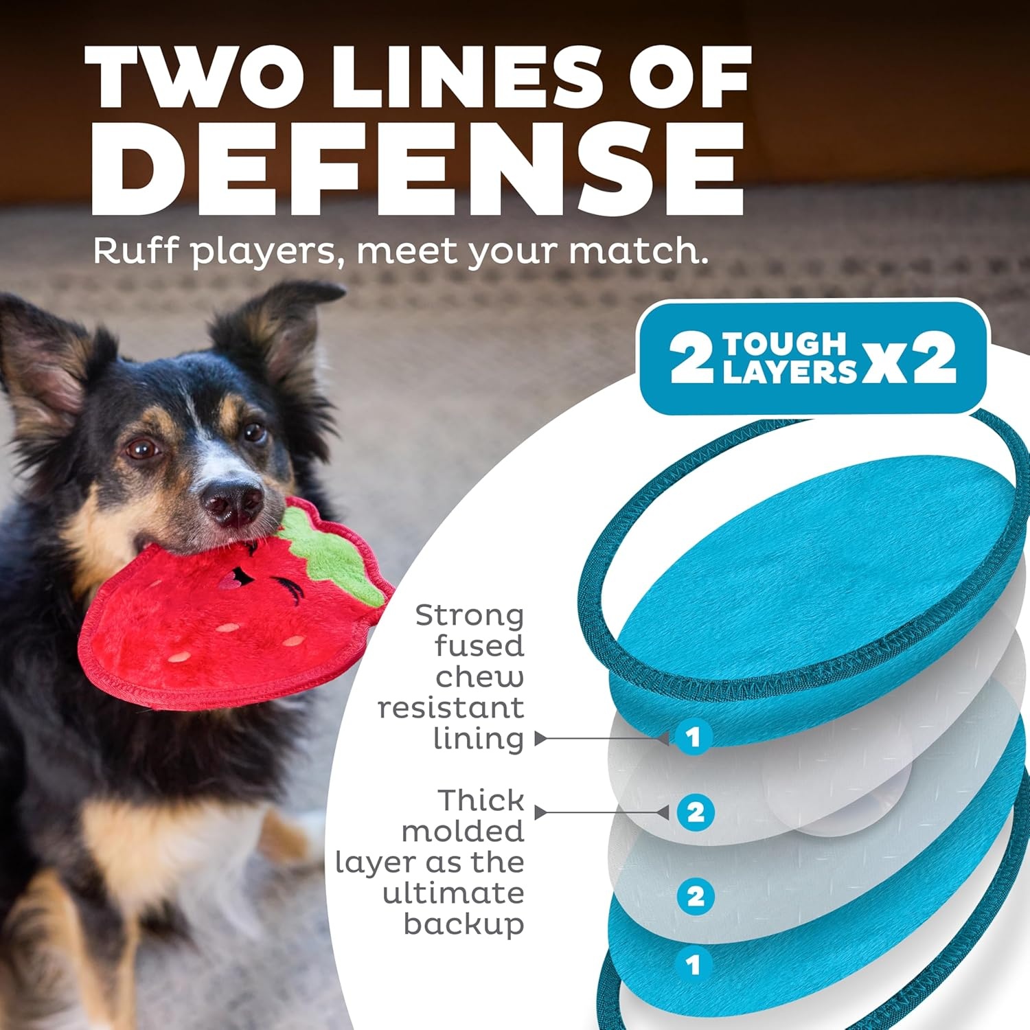 image:imageOutward Hound Tough Skinz Durable Squeaky Dog Toy with Two Tough Layers Strawberry Red MediumStrawberry