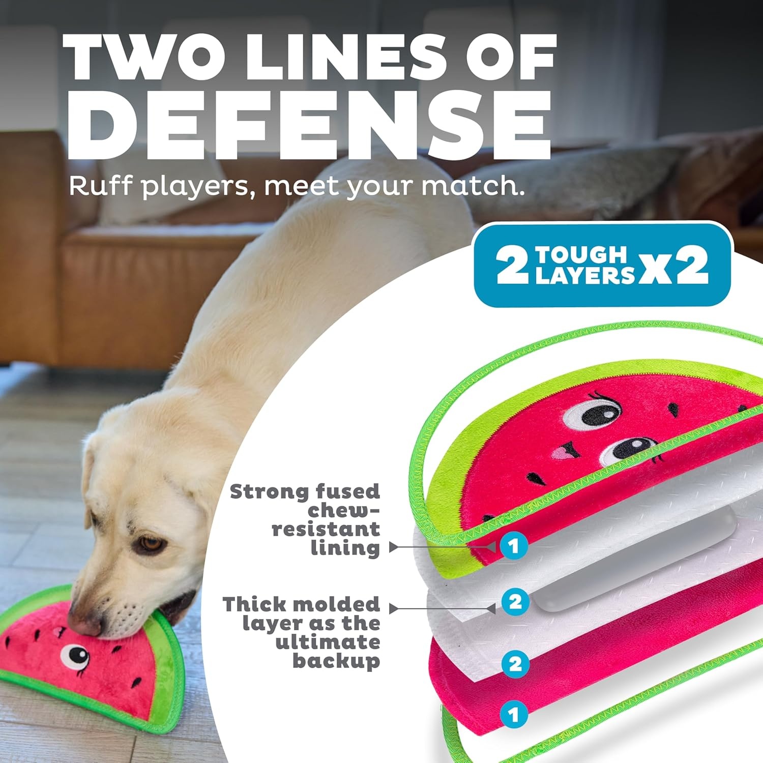 image:imageOutward Hound Tough Skinz Durable Squeaky Dog Toy with Two Tough Layers Strawberry Red MediumWatermelon