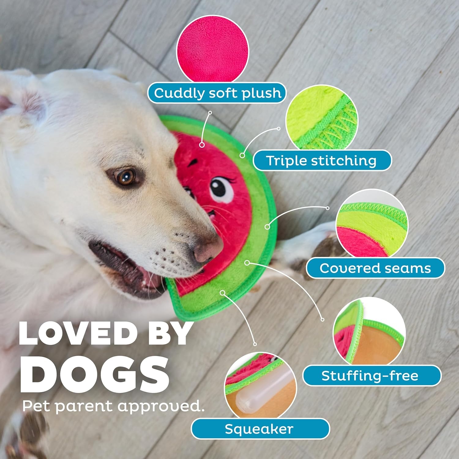 image:imageOutward Hound Tough Skinz Durable Squeaky Dog Toy with Two Tough Layers Strawberry Red MediumWatermelon