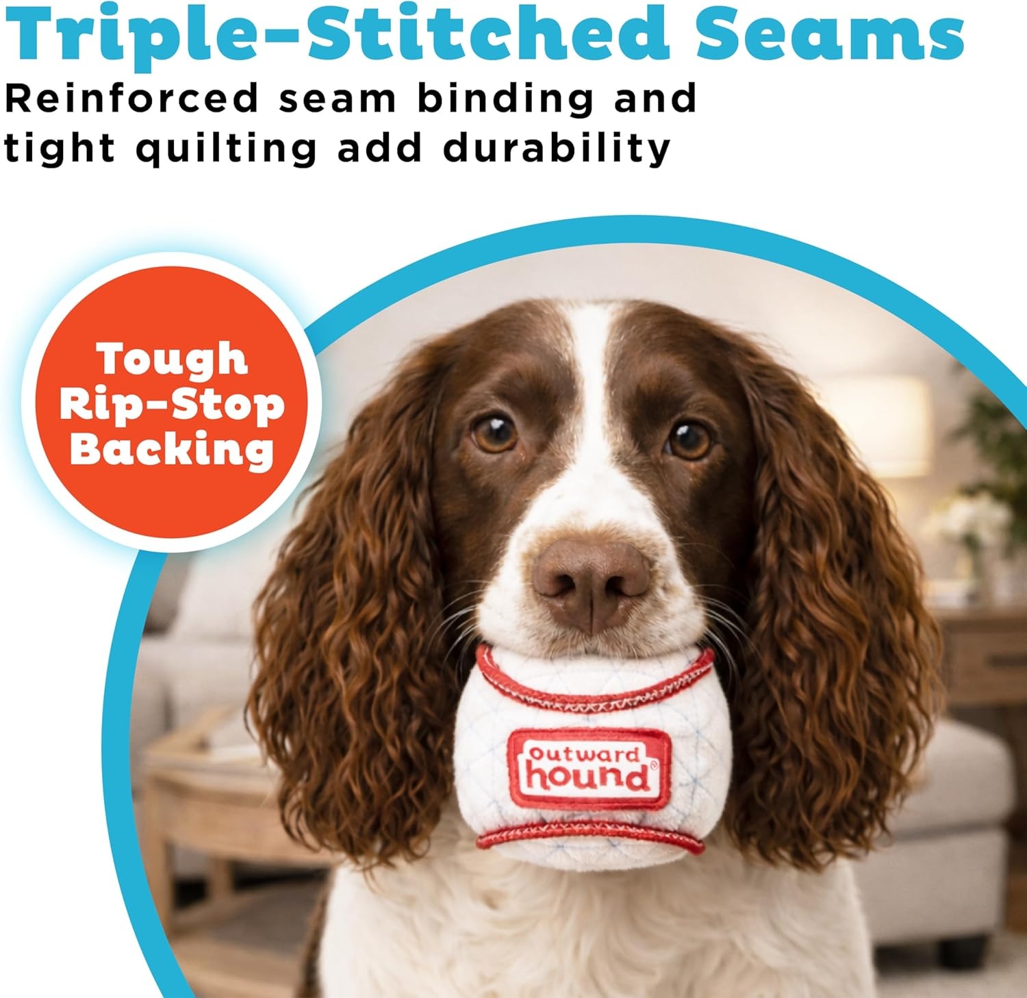 image:imageOutward Hound Xtreme Seamz Dog Toy Reinforced Seams amp Multiple Stitching Durable Plush with Squeakers Baseball 47