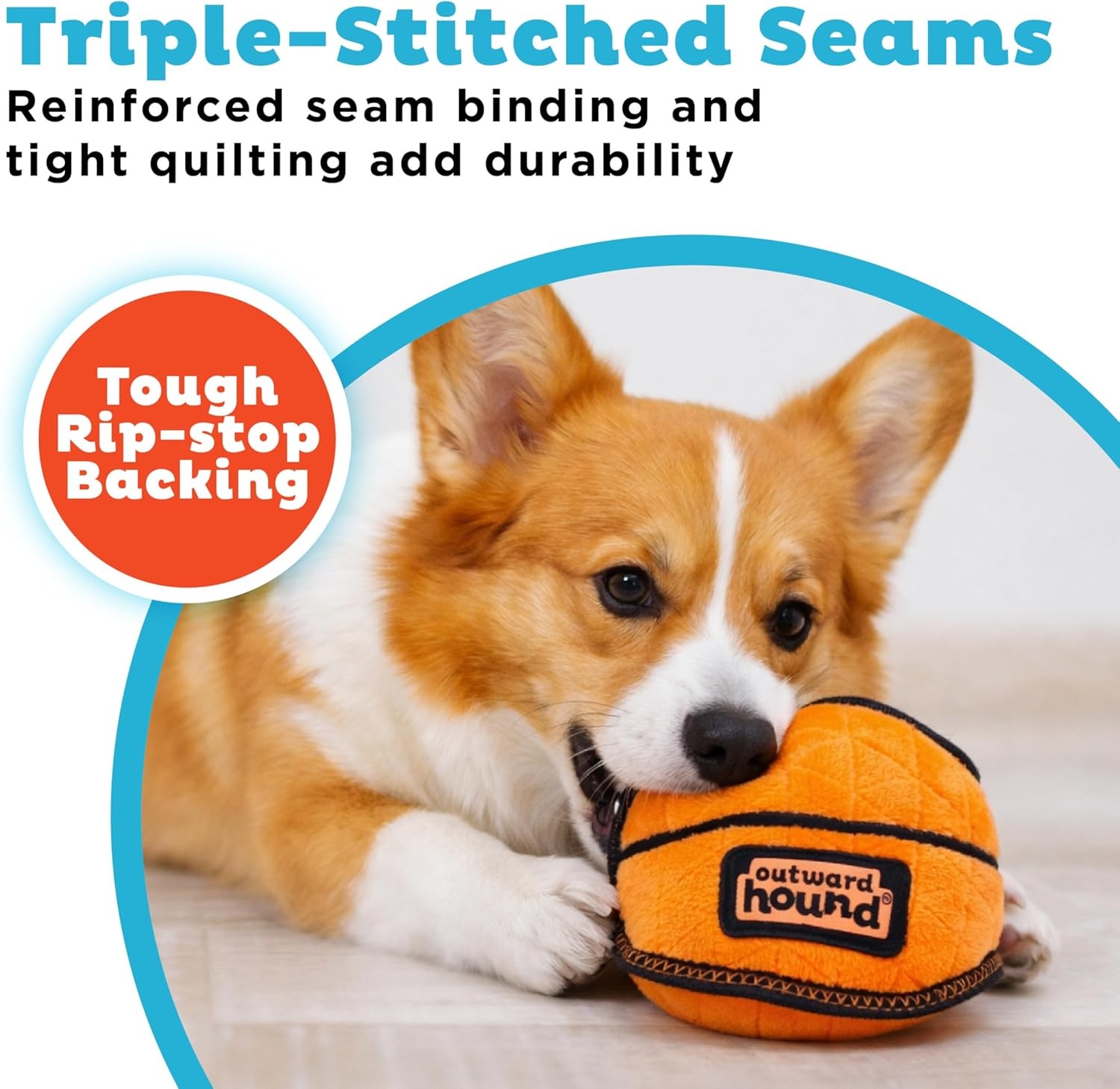 image:imageOutward Hound Xtreme Seamz Dog Toy Reinforced Seams amp Multiple Stitching Durable Plush with Squeakers Basketball 47