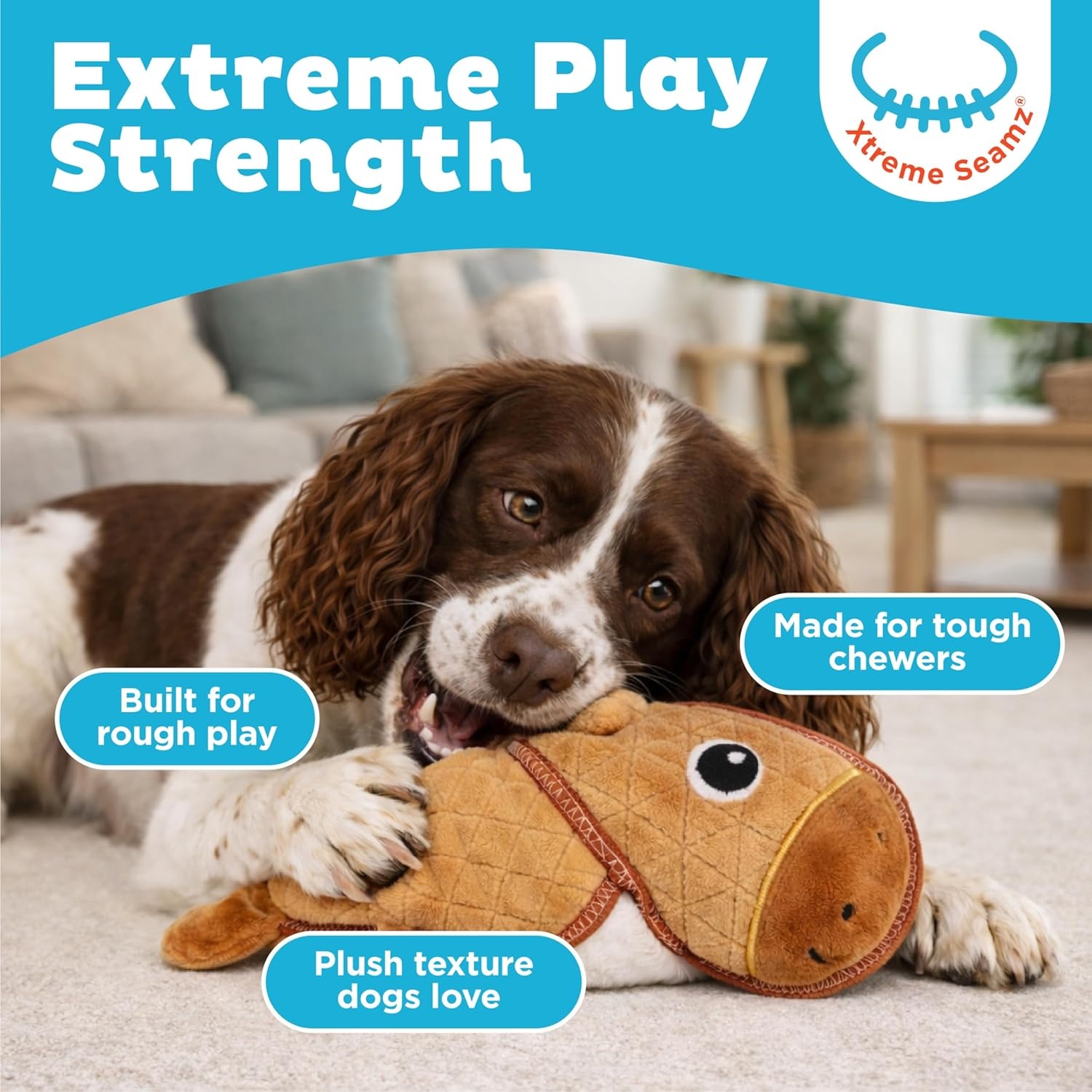 image:imageOutward Hound Xtreme Seamz Dog Toy Reinforced Seams amp Multiple Stitching Durable Plush with Squeakers Capybara 12