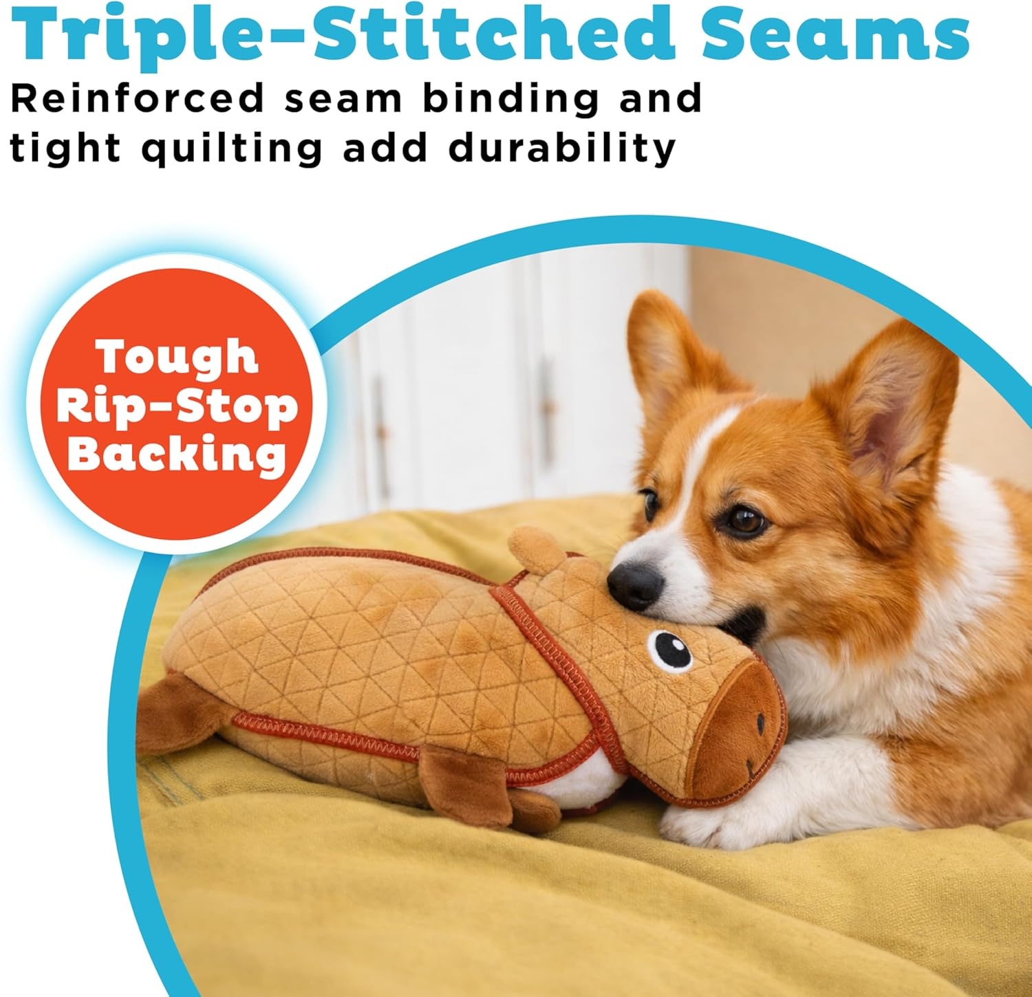 image:imageOutward Hound Xtreme Seamz Dog Toy Reinforced Seams amp Multiple Stitching Durable Plush with Squeakers Capybara 12