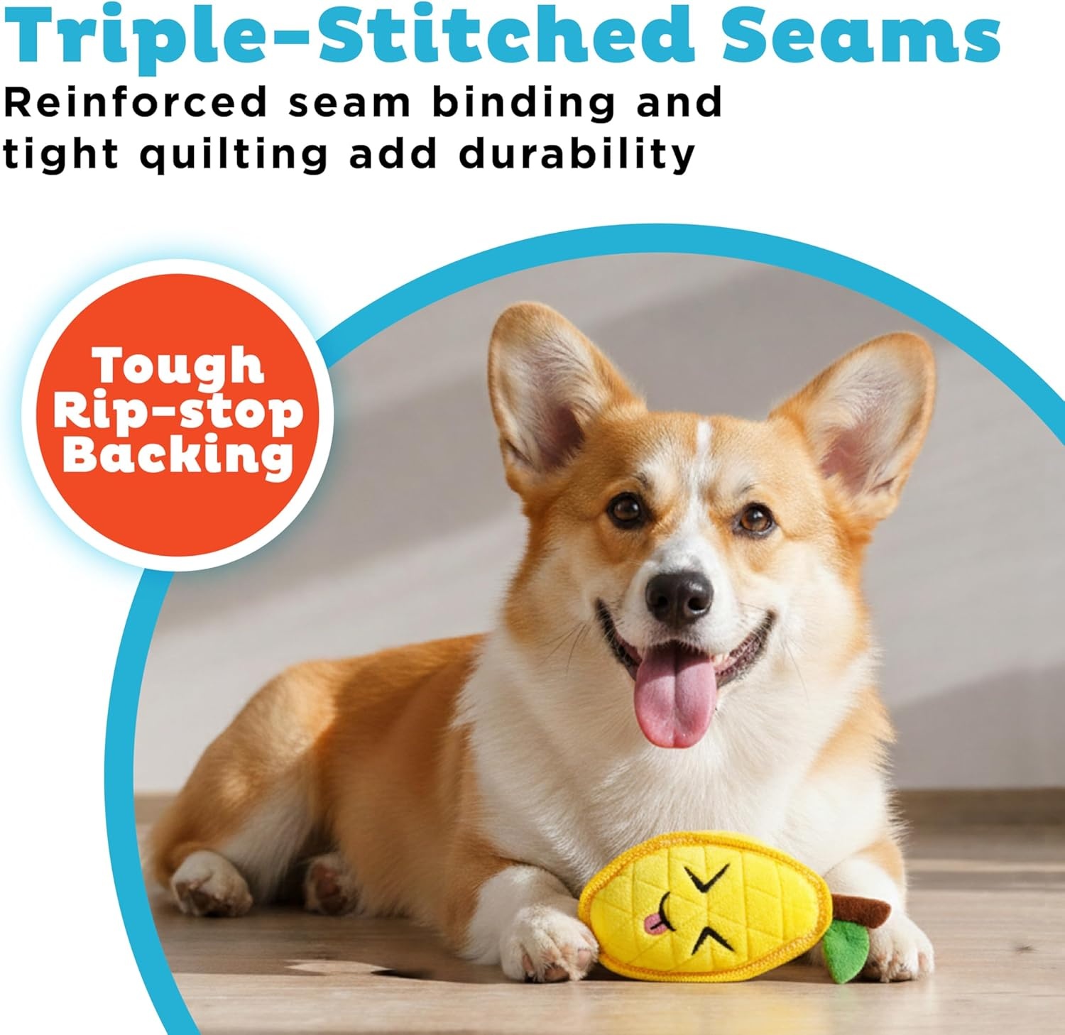 image:imageOutward Hound Xtreme Seamz Dog Toy Reinforced Seams amp Multiple Stitching Durable Plush with Squeakers Lemon 51