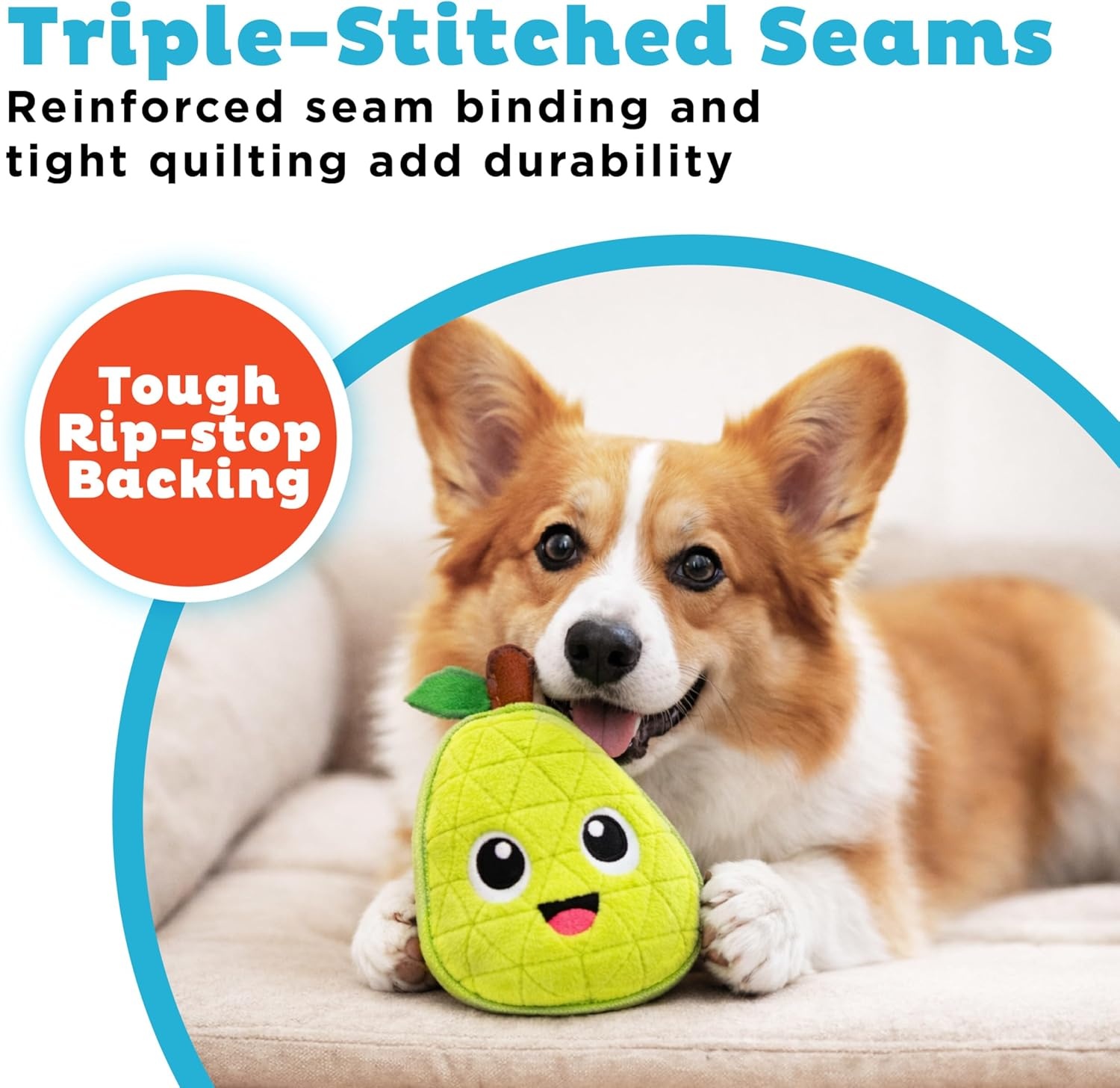 image:imageOutward Hound Xtreme Seamz Dog Toy Reinforced Seams amp Multiple Stitching Durable Plush with Squeakers Pear 47