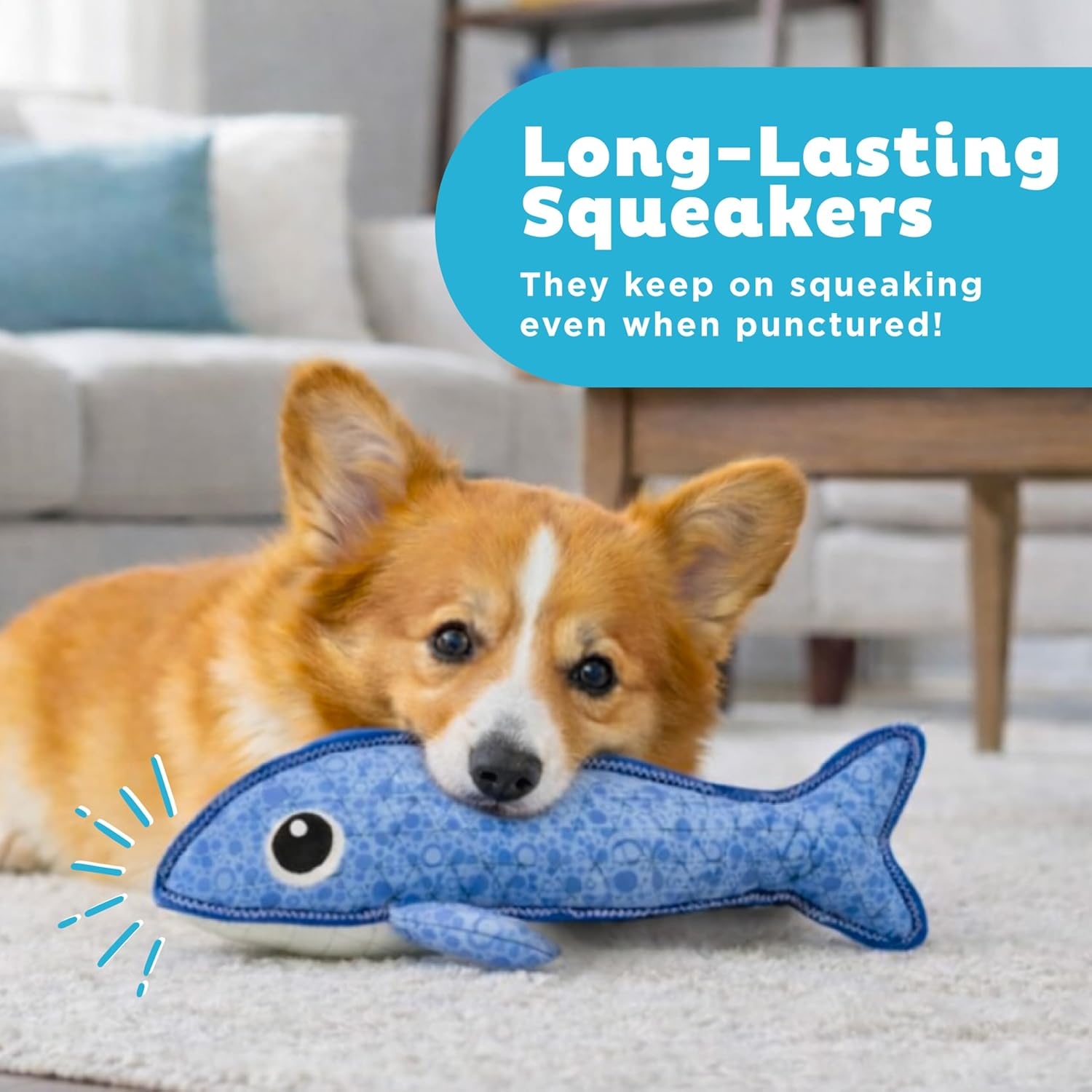 image:imageOutward Hound Xtreme Seamz Dog Toy Reinforced Seams amp Multiple Stitching Durable Plush with Squeakers Shark 125