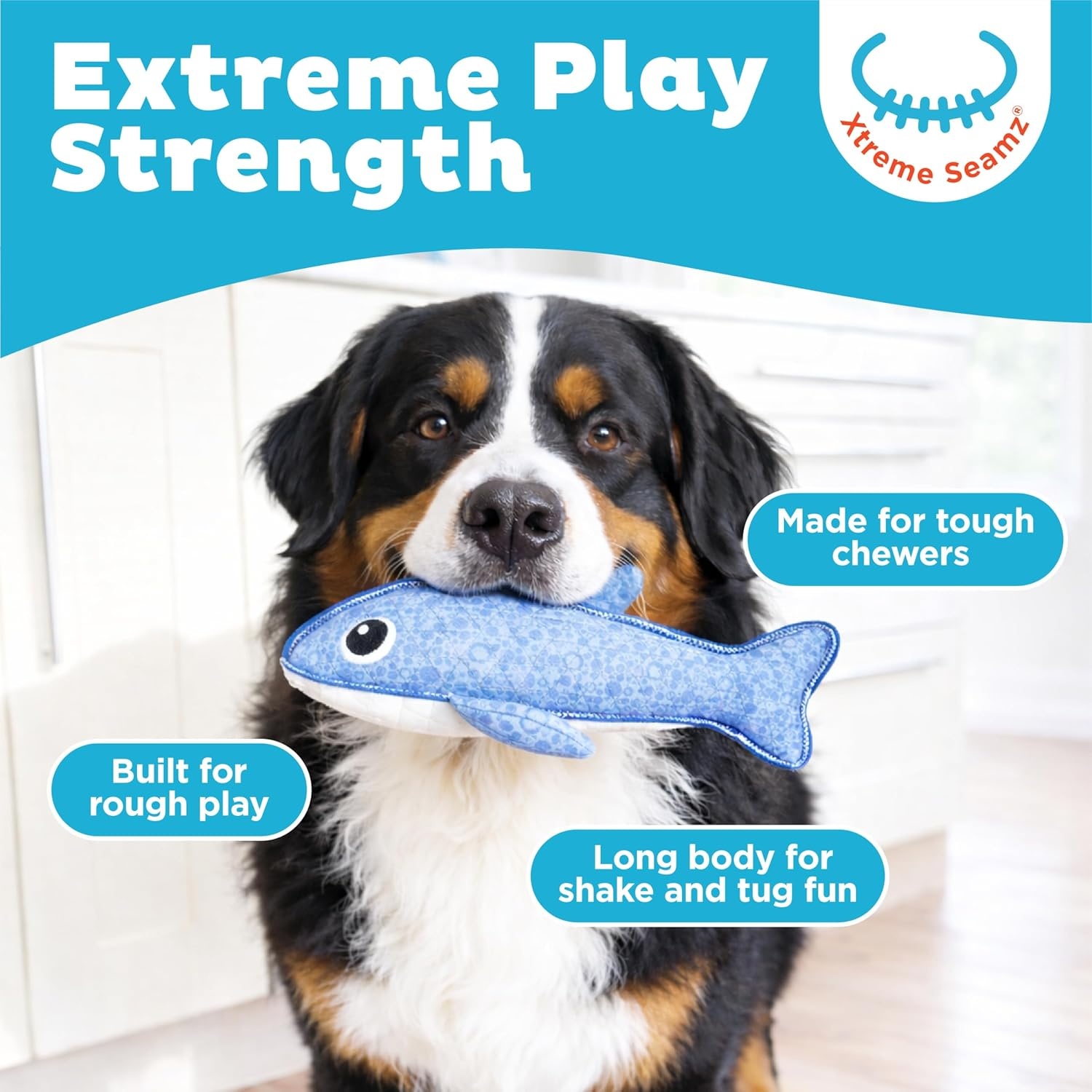 image:imageOutward Hound Xtreme Seamz Dog Toy Reinforced Seams amp Multiple Stitching Durable Plush with Squeakers Shark 125