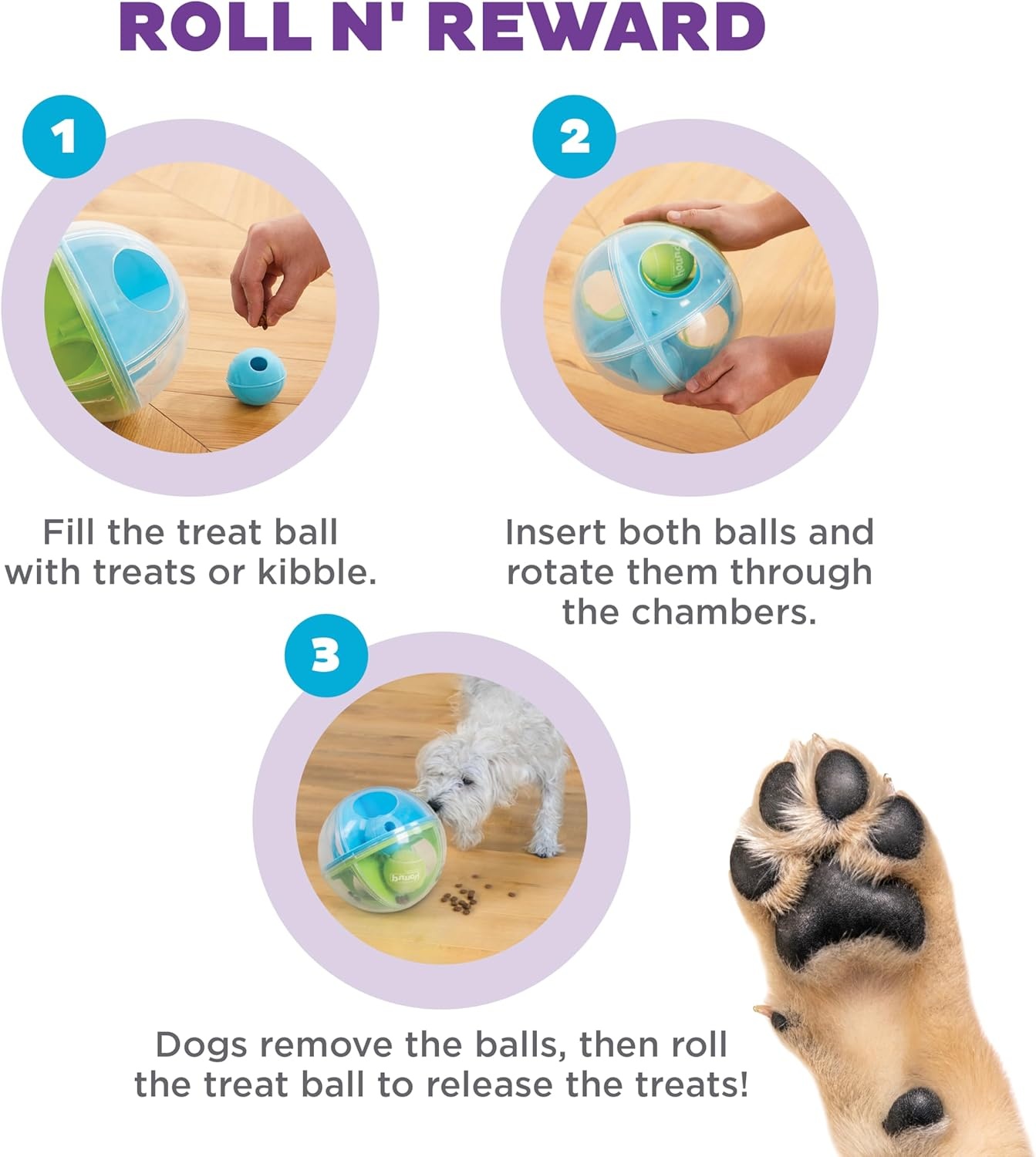 image:imageOutward Hound by Nina Ottosson AMaze Ball Dog Treat Puzzle Ball Level 2 Intermediate 846 Diameter GreenAMaze Ball Blue Green