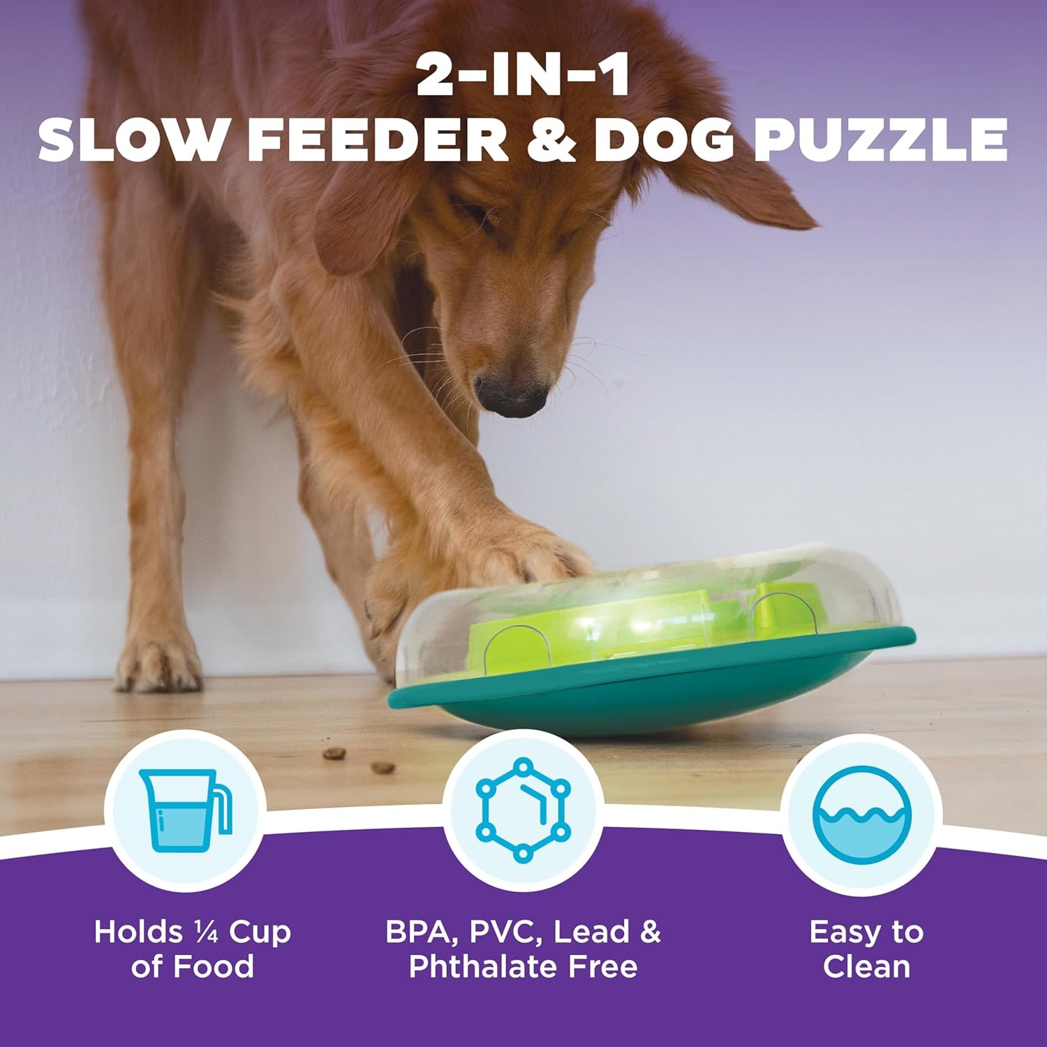 image:imageOutward Hound by Nina Ottosson AMaze Ball Dog Treat Puzzle Ball Level 2 Intermediate 846 Diameter GreenWobble Bowl Green