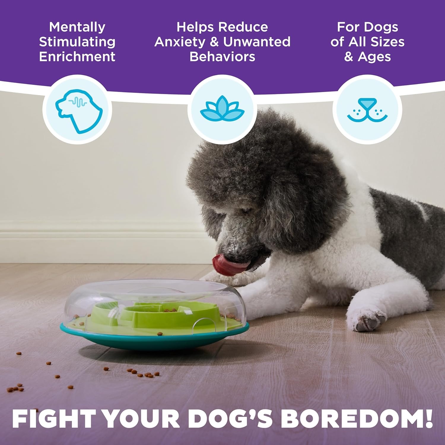 image:imageOutward Hound by Nina Ottosson AMaze Ball Dog Treat Puzzle Ball Level 2 Intermediate 846 Diameter GreenWobble Bowl Green