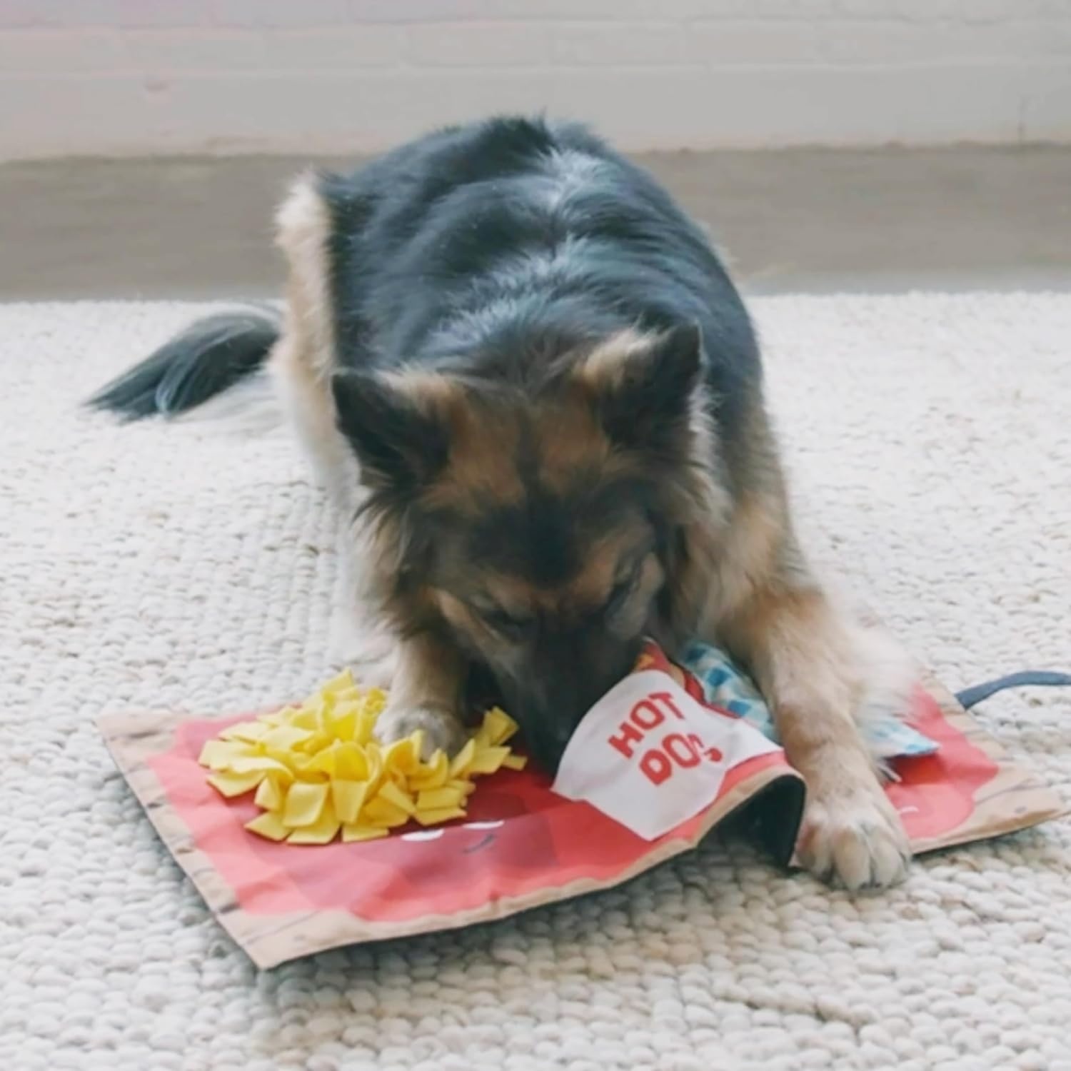 image:imageOutward Hound by Nina Ottosson Activity Matz Fast Food Fun Plush Dog Puzzle Mat Dog Enrichment Dog Toy Level 2 Intermediate MulticoloredActivity Matz Fast Food