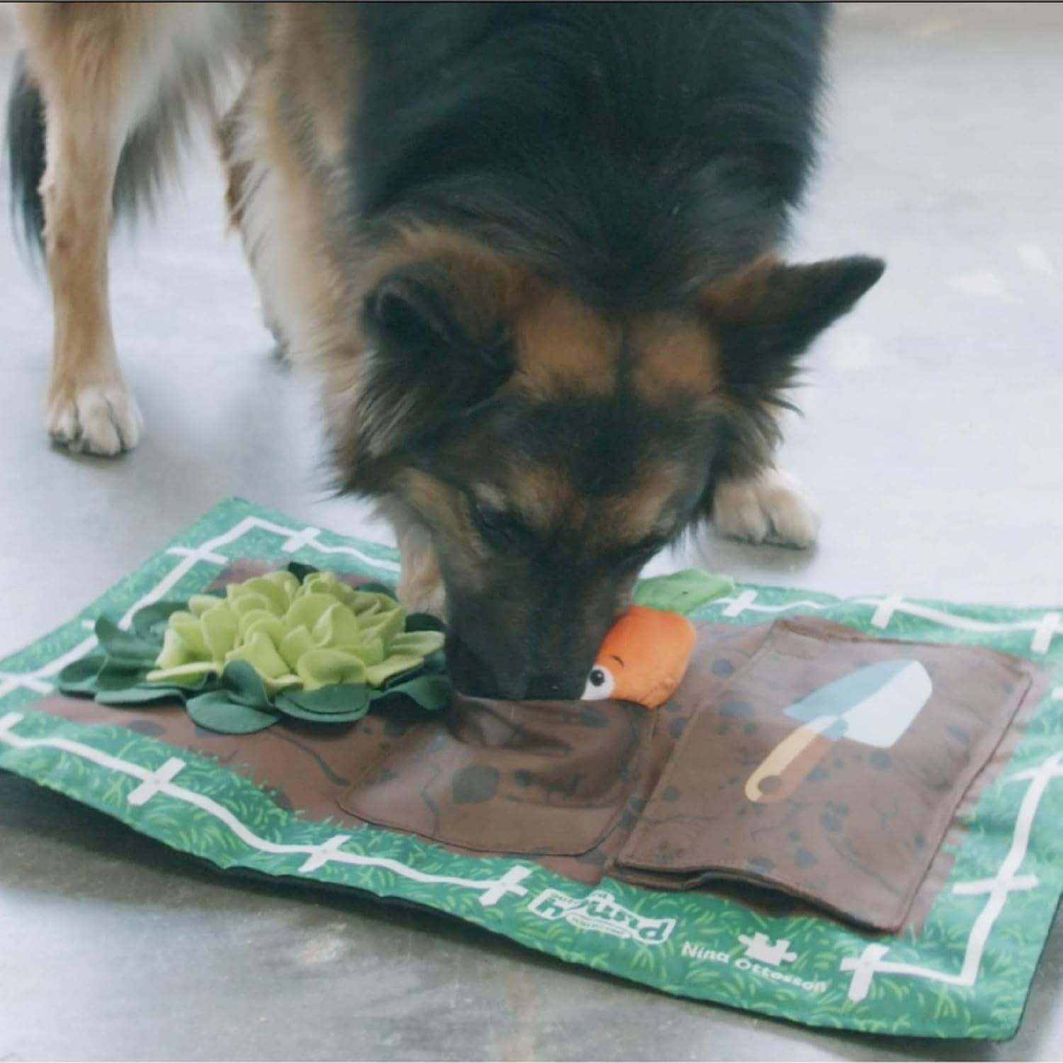 image:imageOutward Hound by Nina Ottosson Activity Matz Fast Food Fun Plush Dog Puzzle Mat Dog Enrichment Dog Toy Level 2 Intermediate MulticoloredActivity Matz Garden