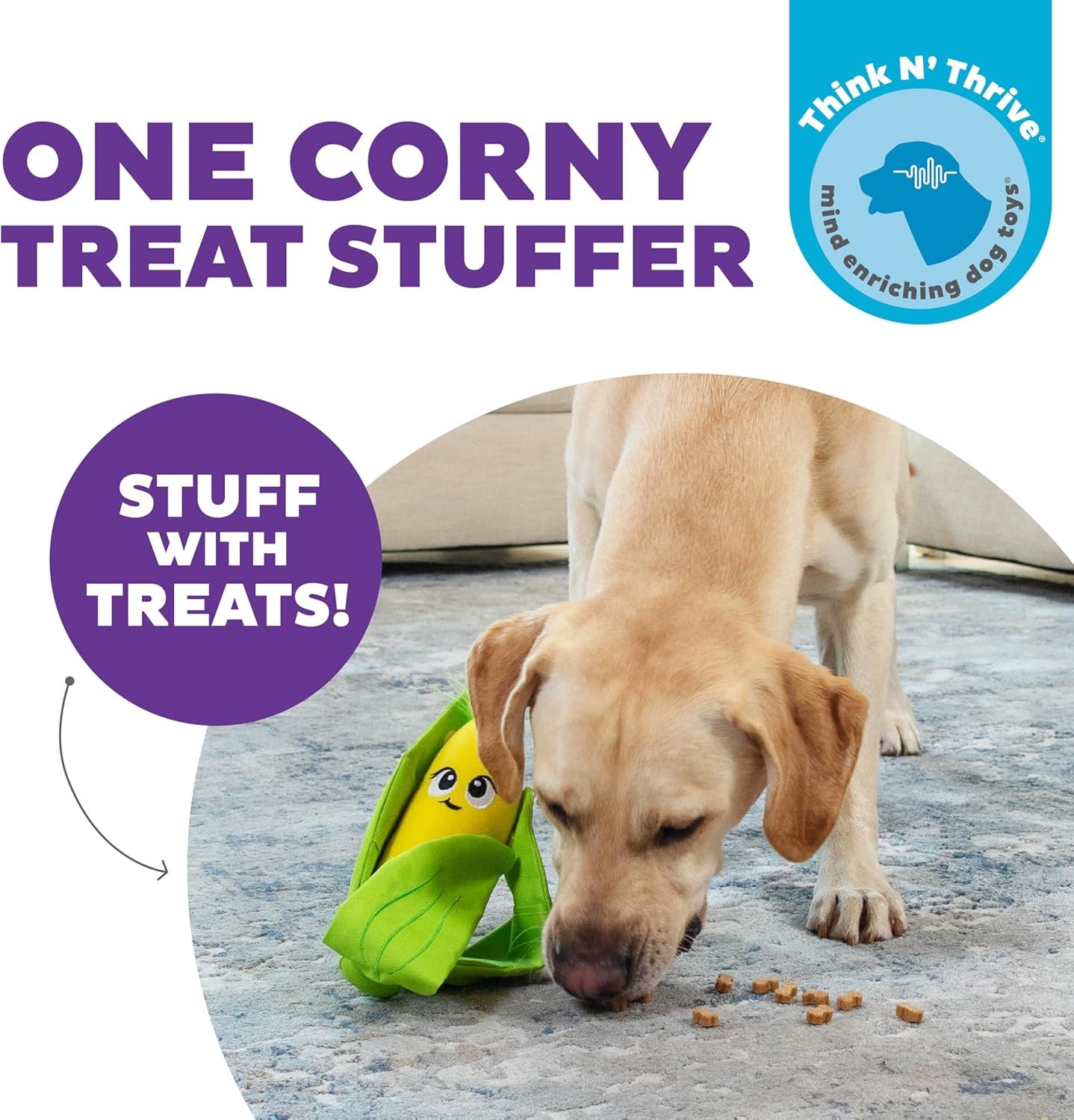 image:imageOutward Hound by Nina Ottosson Hide N Find Interactive Plush Dog Puzzle Durable Dog Toy Plush Enrichment Toys Cauliflower PurpleHide N Find Corn