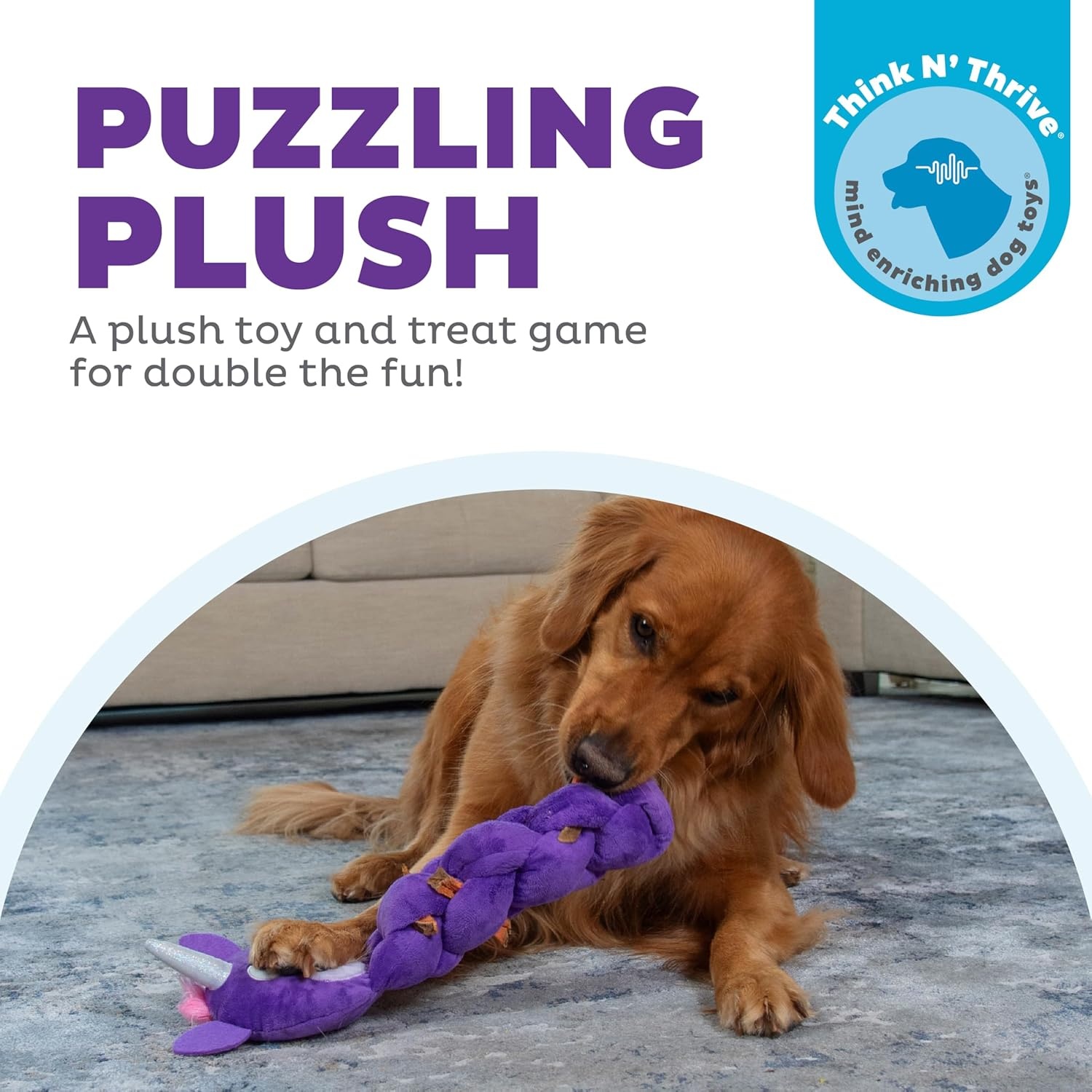 image:imageOutward Hound by Nina Ottosson Hide N Find Interactive Plush Dog Puzzle Durable Dog Toy Plush Enrichment Toys Cauliflower PurpleTwistiez Unicorn