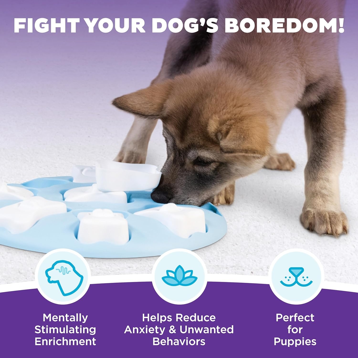 image:imageOutward Hound by Nina Ottosson Puppy Smart Treat Puzzle Enrichment Toy Level 1 Beginner Blue