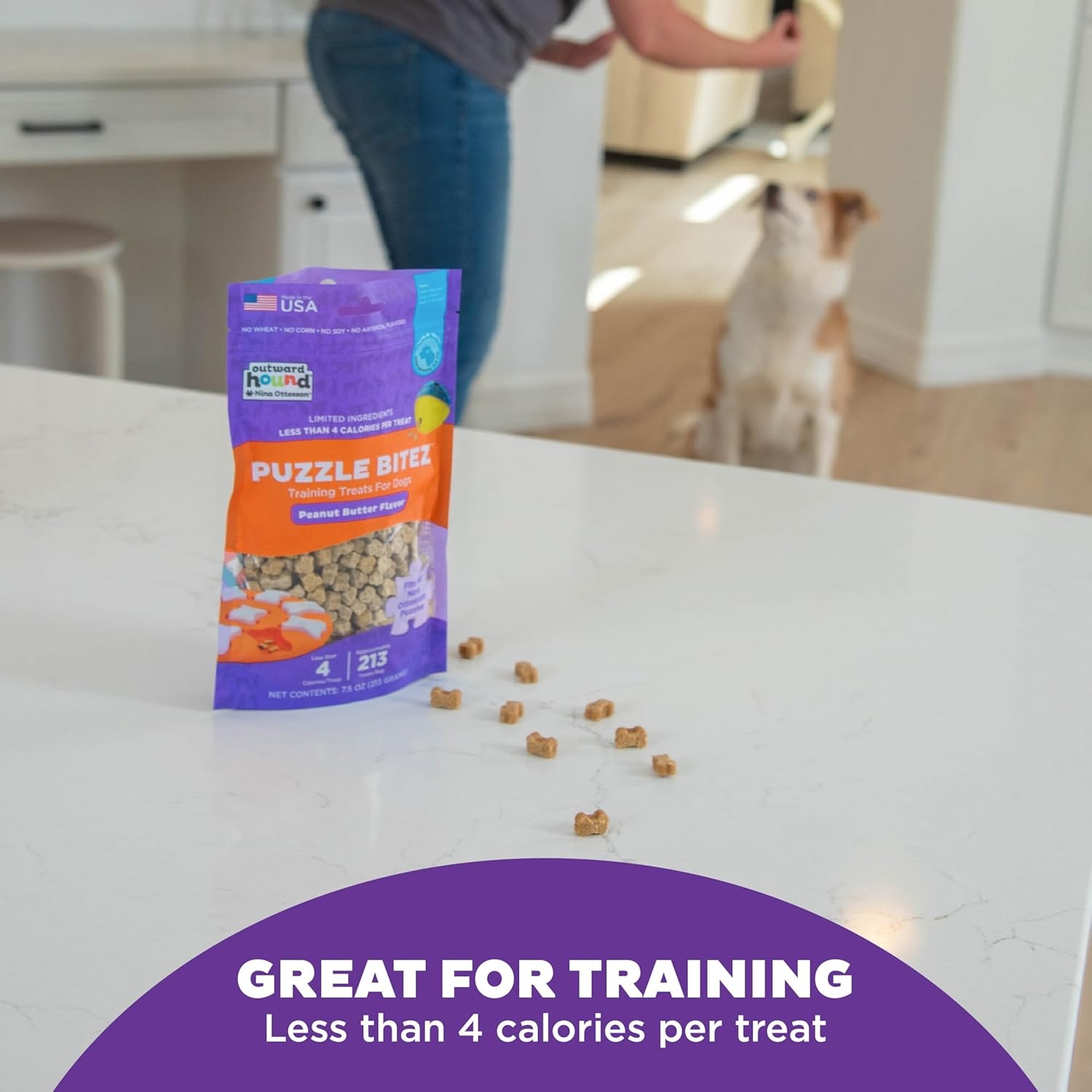 image:imageOutward Hound by Nina Ottosson Puzzle Bitez USA Made Dog Treats Pumpkin Flavor BiteSized Training Reward and Interactive Puzzle Toy Treats 75oz75 Ounce Pack of 2