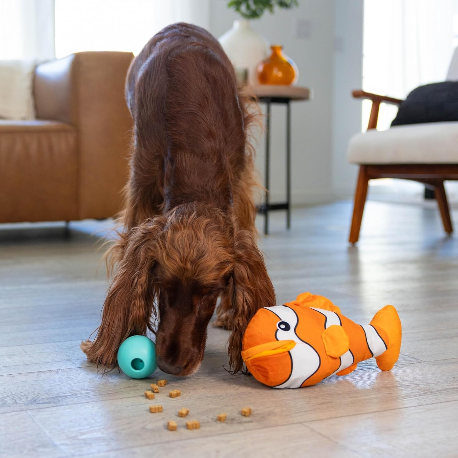 image:imageOutward Hound by Nina Ottosson Snack Palz Interactive Plush Dog Puzzle with Treat Ball Cactus GreenClownfish